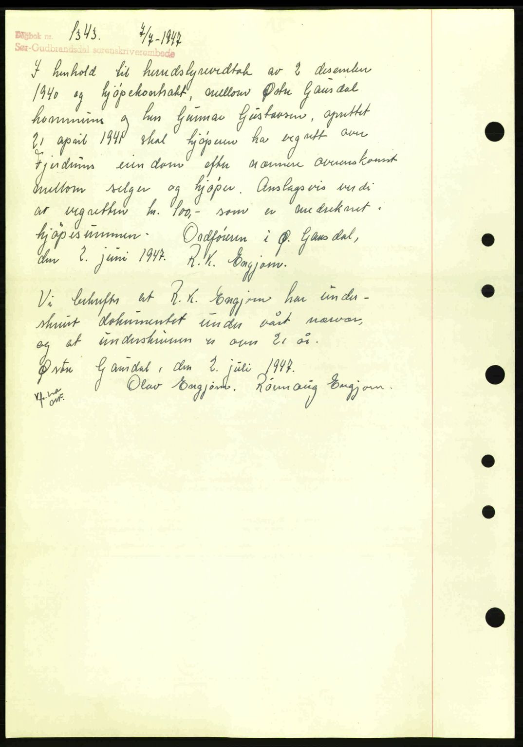 Sør-Gudbrandsdal tingrett, SAH/TING-004/H/Hb/Hbd/L0009: Mortgage book no. A9, 1941-1941, Diary no: : 1699/1941