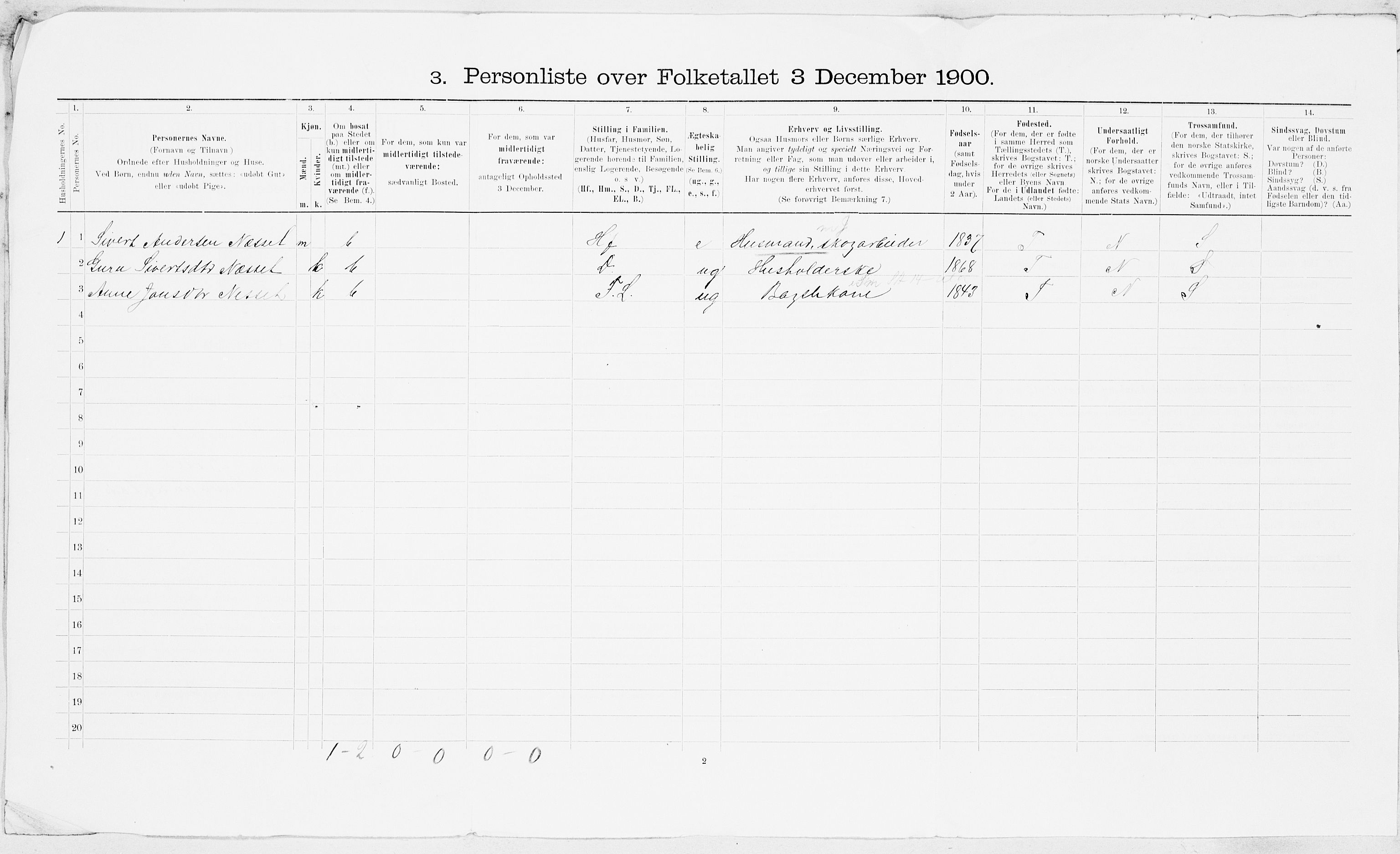 SAT, 1900 census for Børseskogn, 1900, p. 11