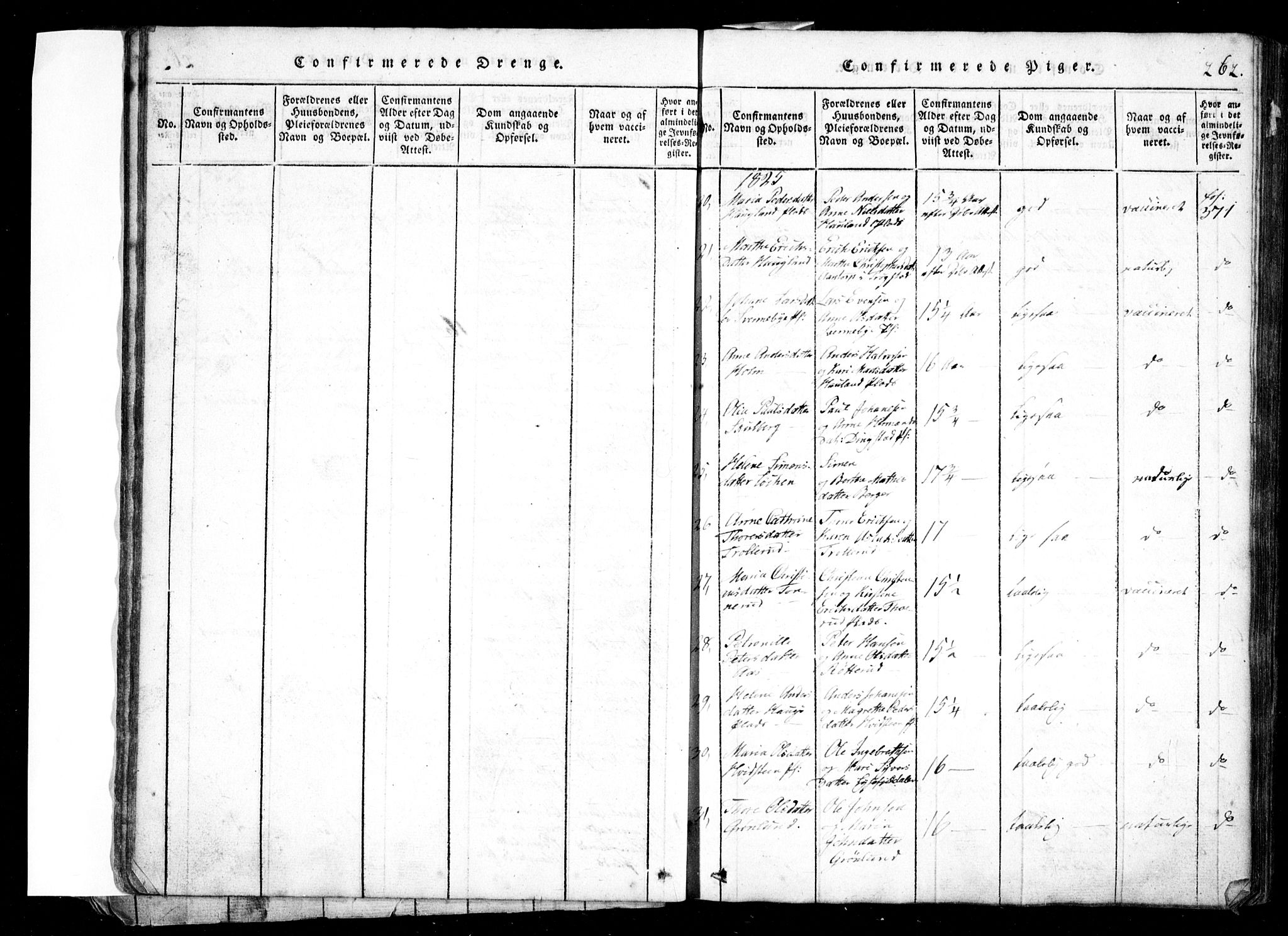 Spydeberg prestekontor Kirkebøker, AV/SAO-A-10924/G/Ga/L0001: Parish register (copy) no. I 1, 1814-1868, p. 262