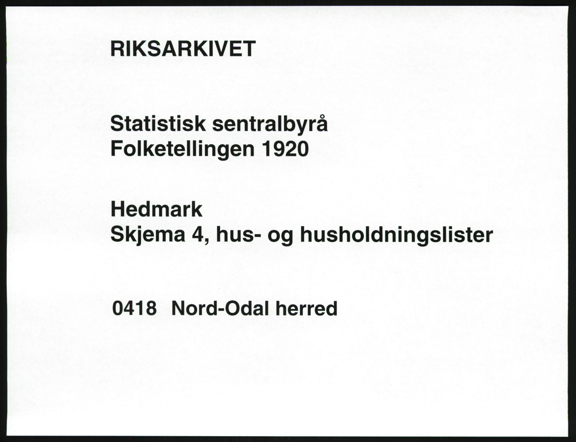 SAH, 1920 census for Nord-Odal, 1920, p. 41