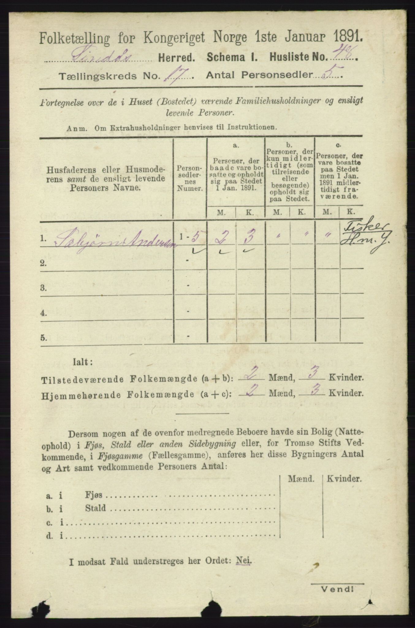 RA, 1891 census for 1263 Lindås, 1891, p. 6130