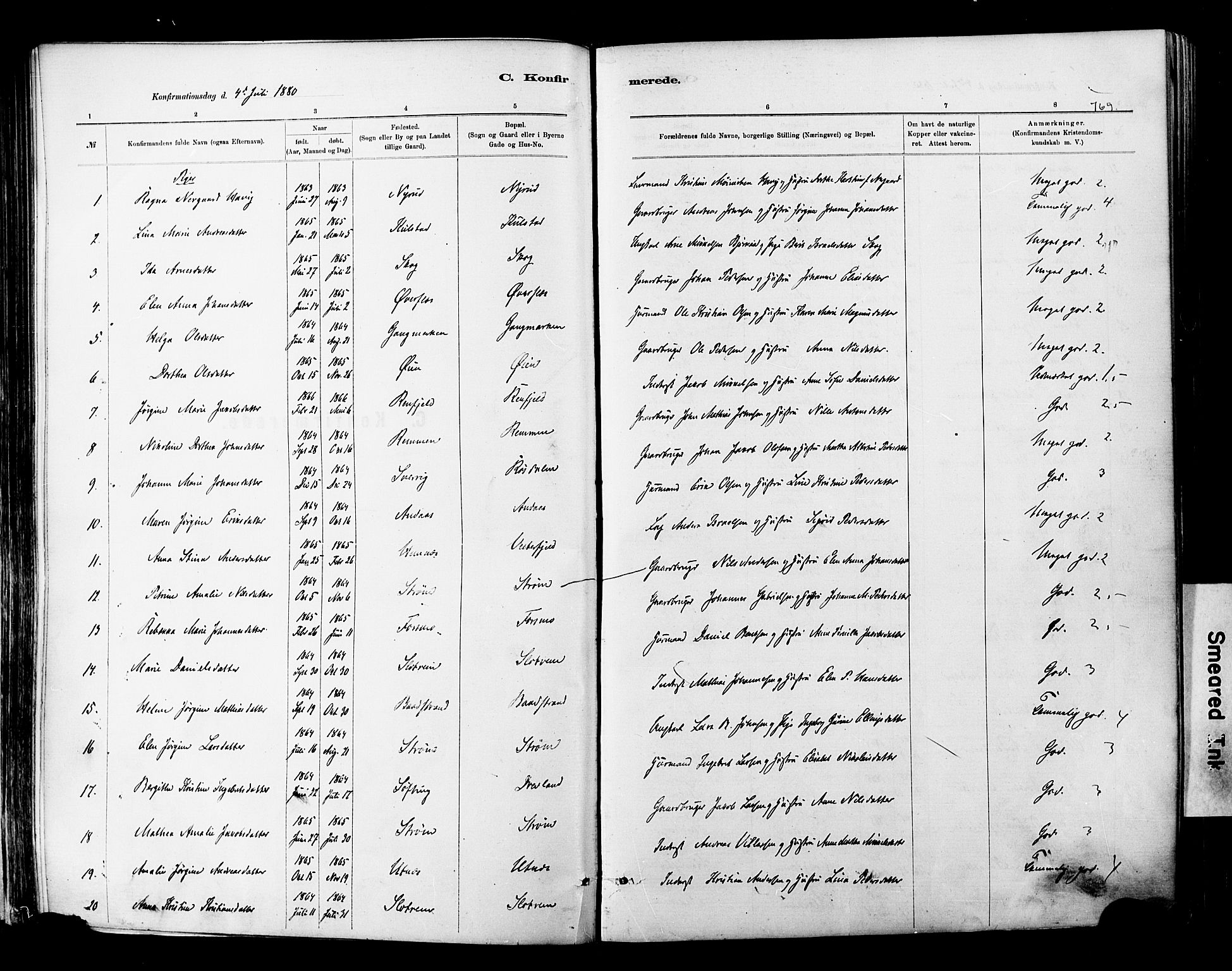 Ministerialprotokoller, klokkerbøker og fødselsregistre - Nordland, AV/SAT-A-1459/820/L0295: Parish register (official) no. 820A16, 1880-1896, p. 169
