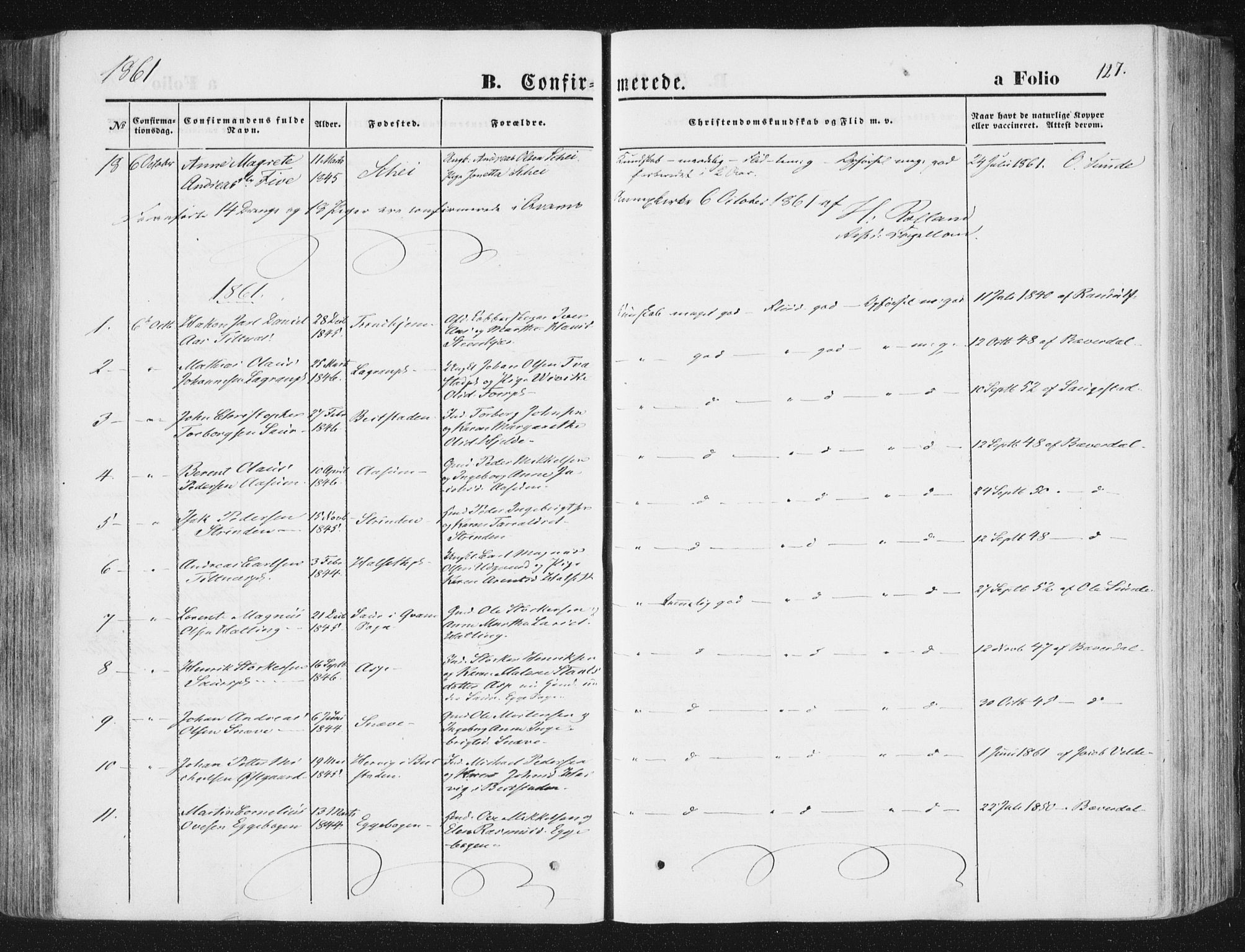 Ministerialprotokoller, klokkerbøker og fødselsregistre - Nord-Trøndelag, AV/SAT-A-1458/746/L0447: Parish register (official) no. 746A06, 1860-1877, p. 127