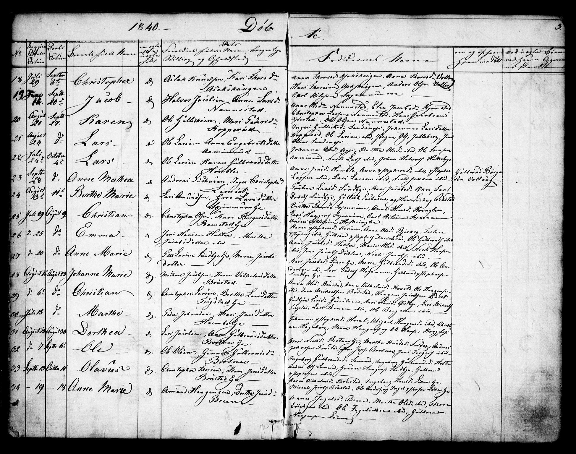 Nannestad prestekontor Kirkebøker, SAO/A-10414a/F/Fa/L0010: Parish register (official) no. I 10, 1840-1850, p. 3