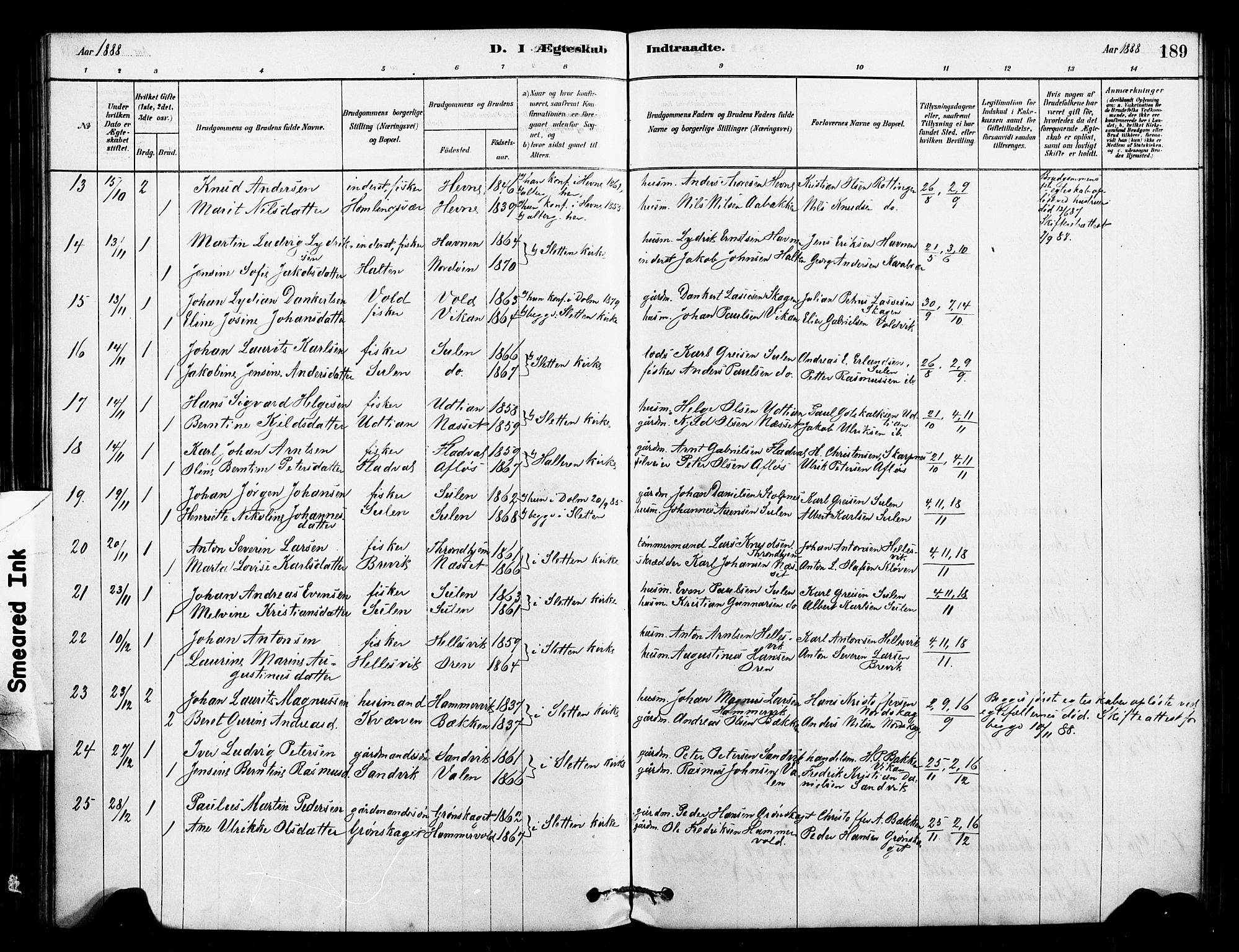 Ministerialprotokoller, klokkerbøker og fødselsregistre - Sør-Trøndelag, SAT/A-1456/640/L0578: Parish register (official) no. 640A03, 1879-1889, p. 189