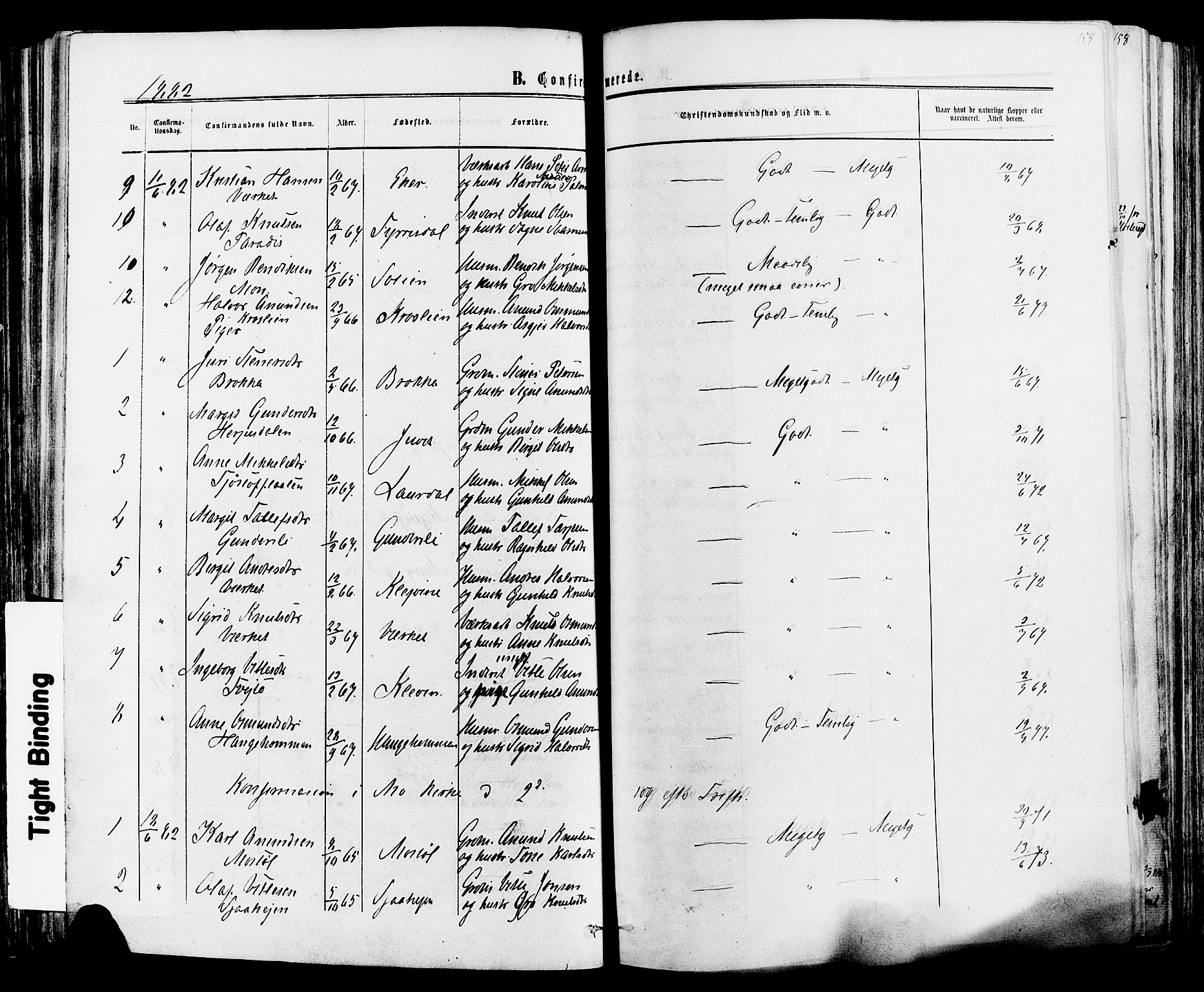Mo kirkebøker, SAKO/A-286/F/Fa/L0006: Parish register (official) no. I 6, 1865-1885, p. 154