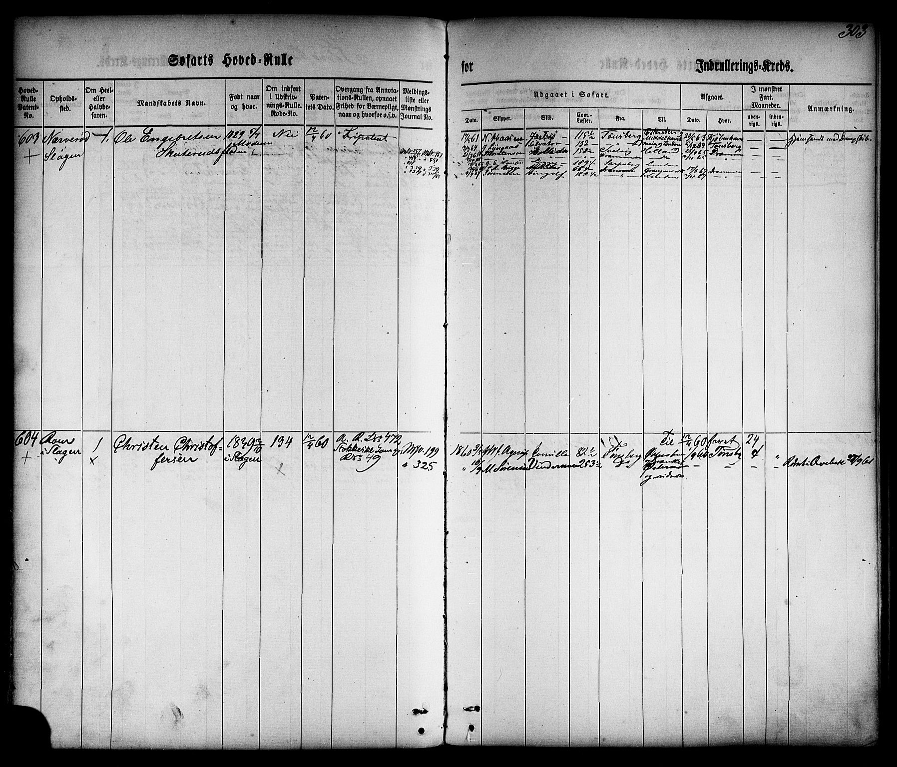 Tønsberg innrulleringskontor, AV/SAKO-A-786/F/Fc/Fca/L0001: Hovedrulle Patent nr. 1-1428, 1860-1861, p. 342