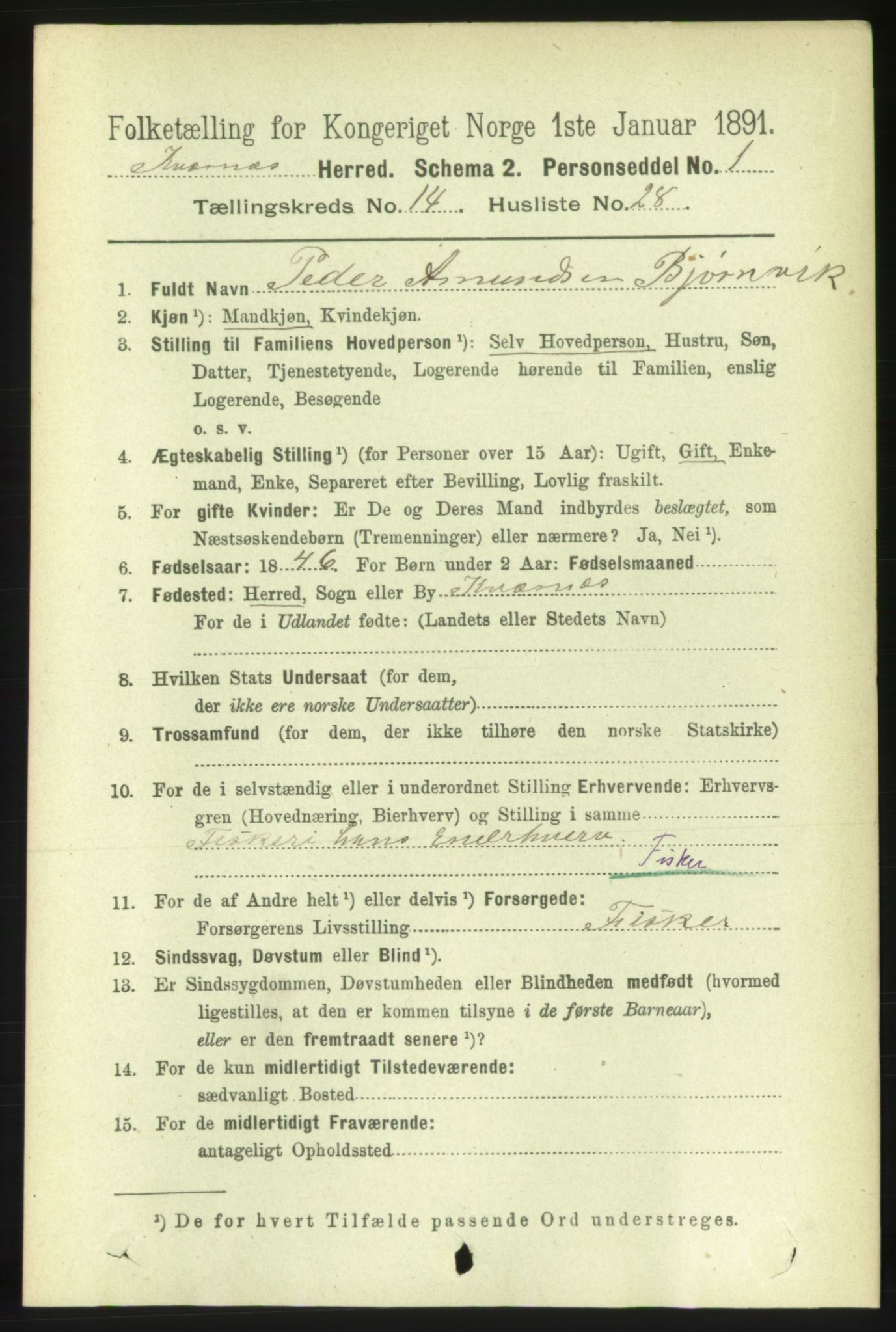 RA, 1891 census for 1553 Kvernes, 1891, p. 5887