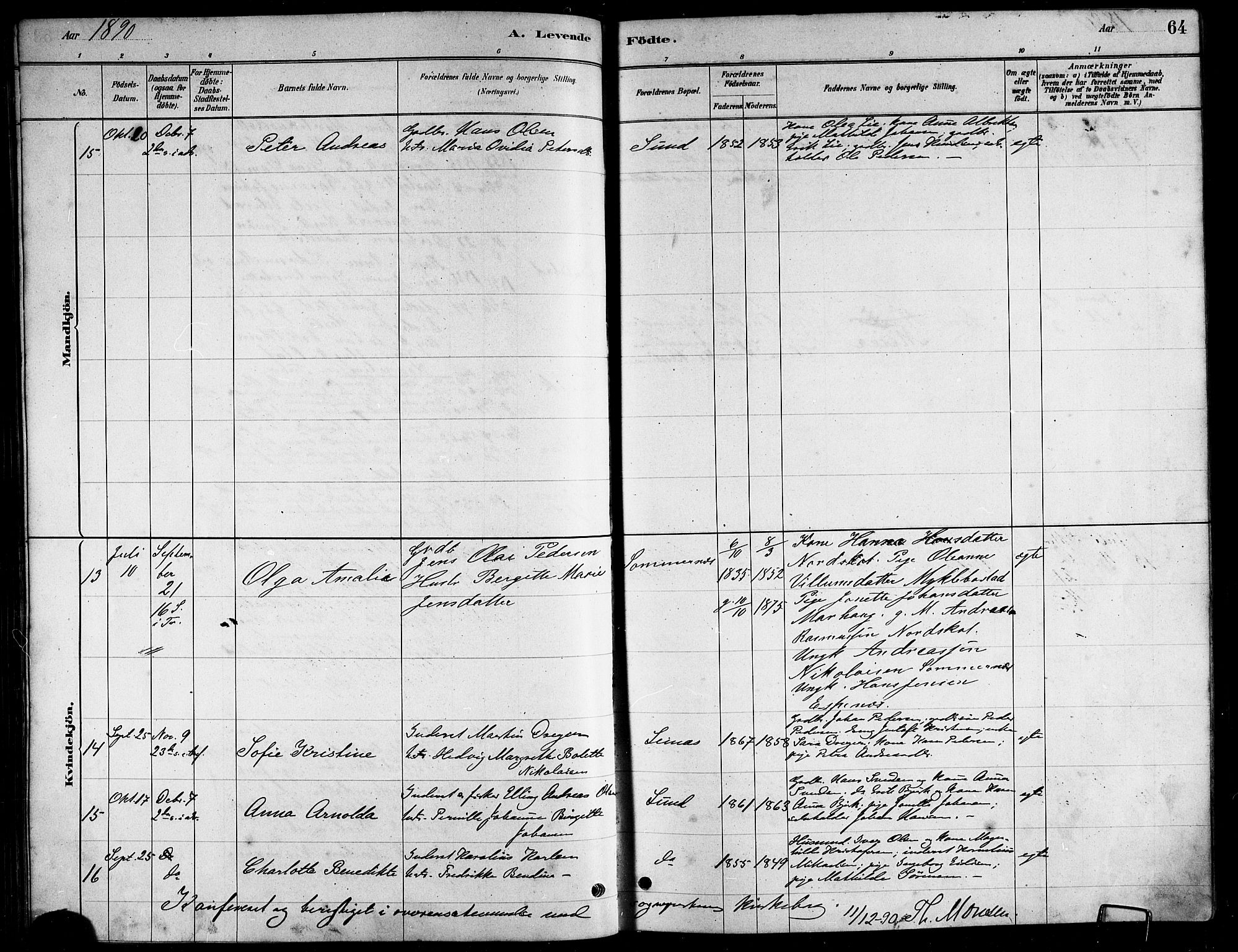 Ministerialprotokoller, klokkerbøker og fødselsregistre - Nordland, AV/SAT-A-1459/857/L0828: Parish register (copy) no. 857C03, 1879-1908, p. 64