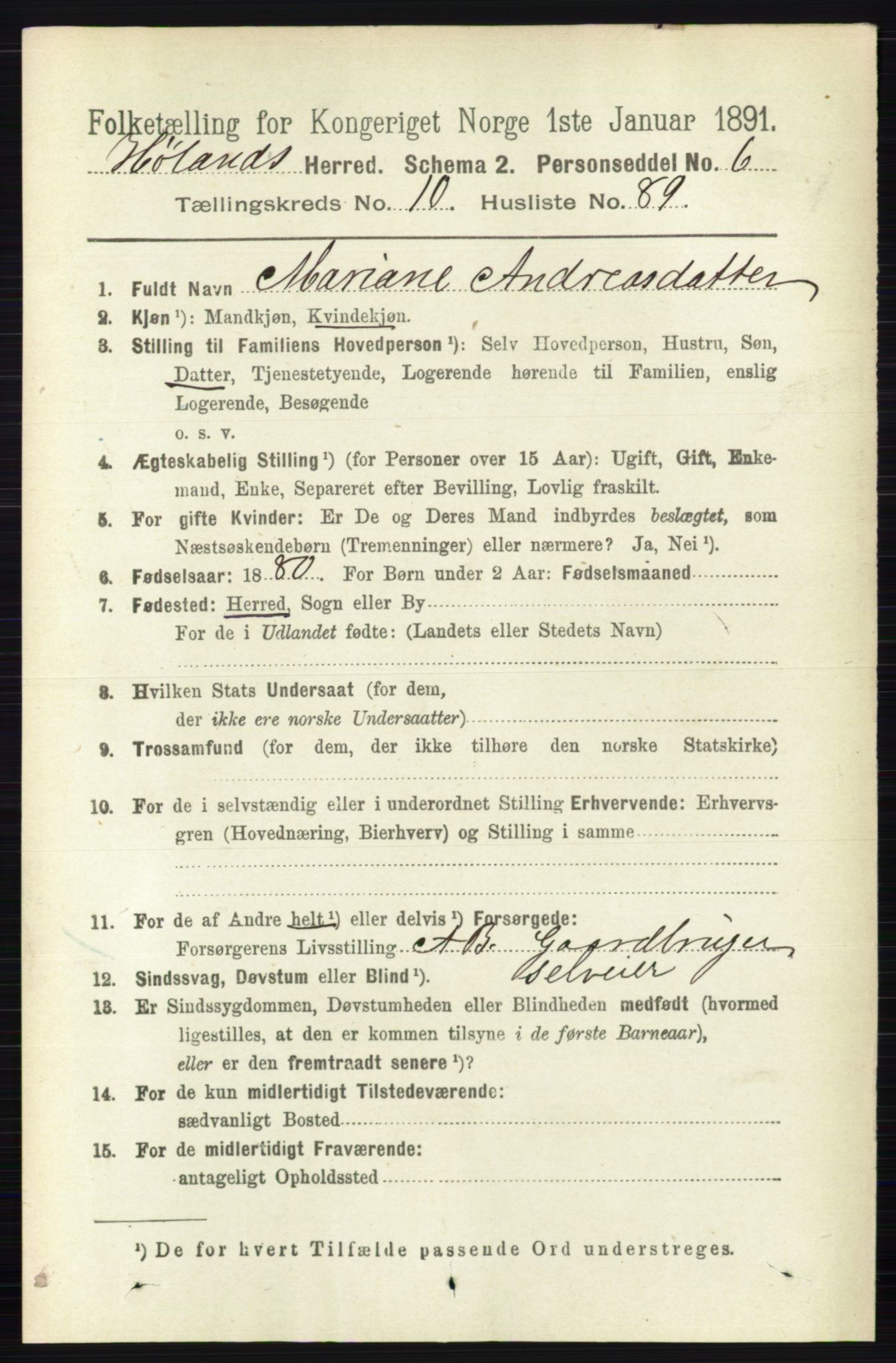 RA, 1891 census for 0221 Høland, 1891, p. 7184