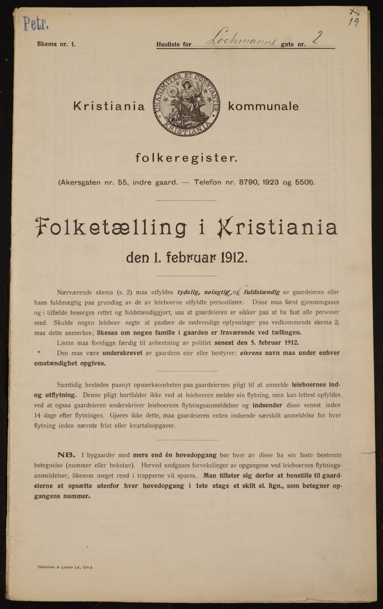 OBA, Municipal Census 1912 for Kristiania, 1912, p. 58586