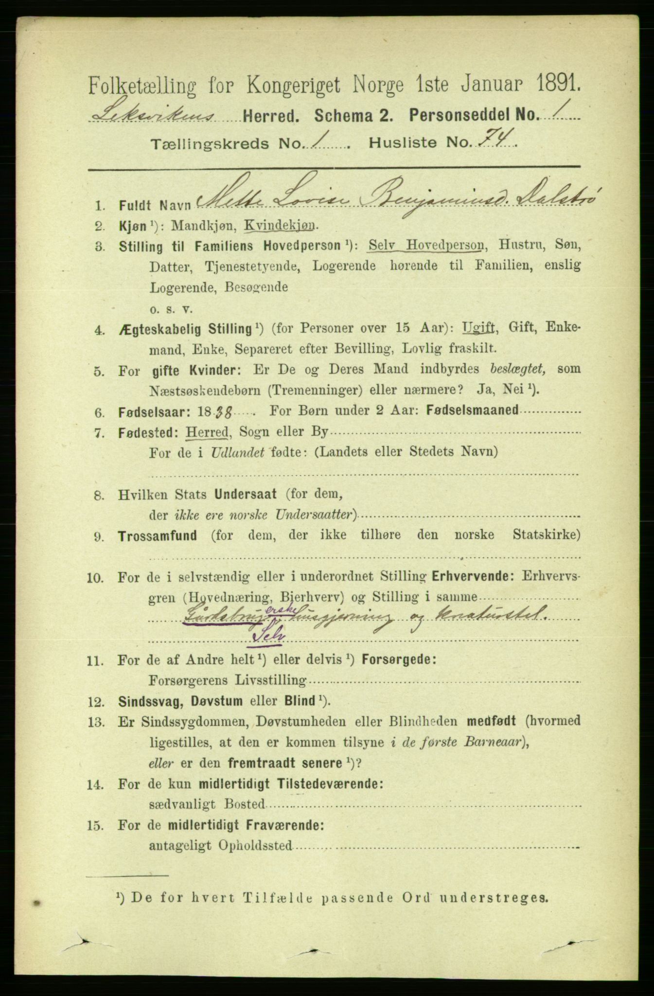 RA, 1891 census for 1718 Leksvik, 1891, p. 563