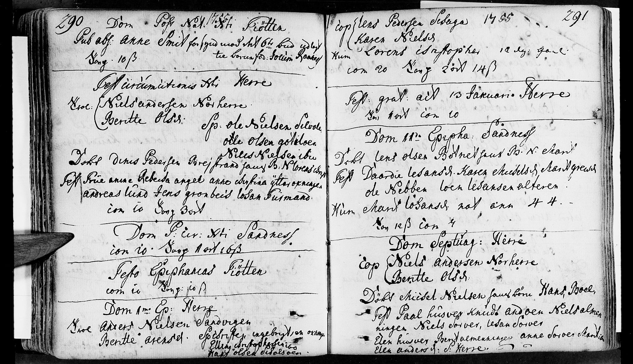 Ministerialprotokoller, klokkerbøker og fødselsregistre - Nordland, SAT/A-1459/830/L0434: Parish register (official) no. 830A03, 1737-1767, p. 290-291