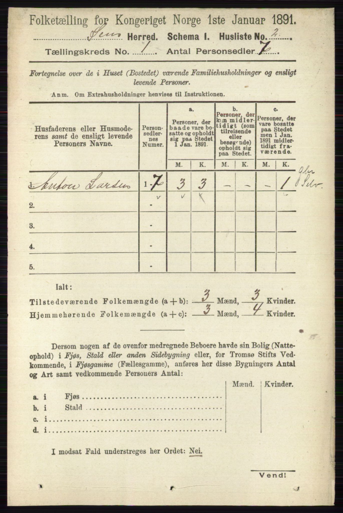 RA, 1891 census for 0721 Sem, 1891, p. 35