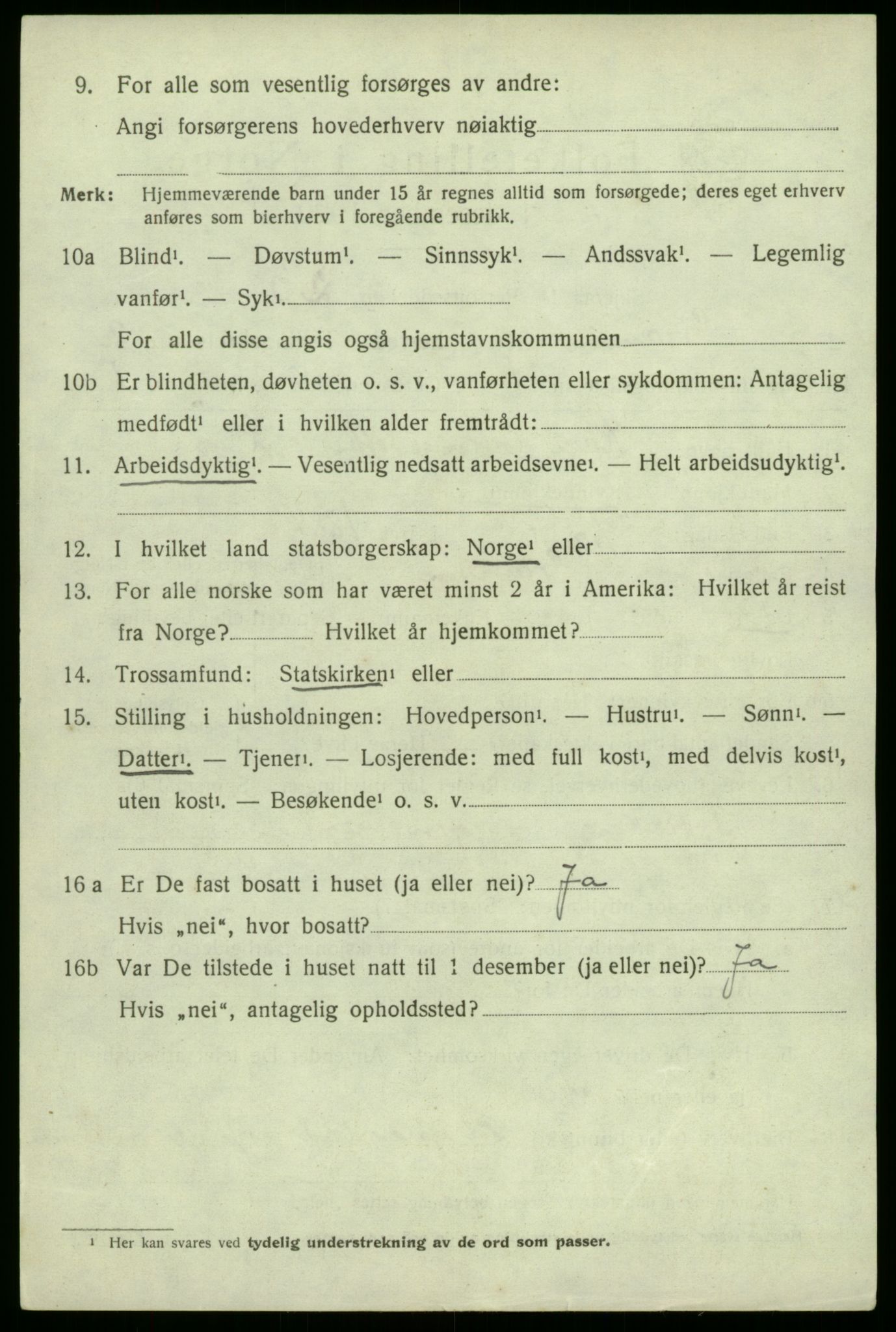 SAB, 1920 census for Granvin, 1920, p. 641