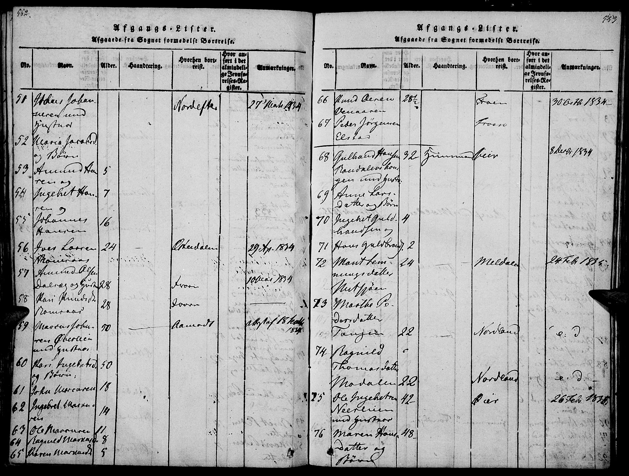 Ringebu prestekontor, SAH/PREST-082/H/Ha/Haa/L0004: Parish register (official) no. 4, 1821-1839, p. 552-553