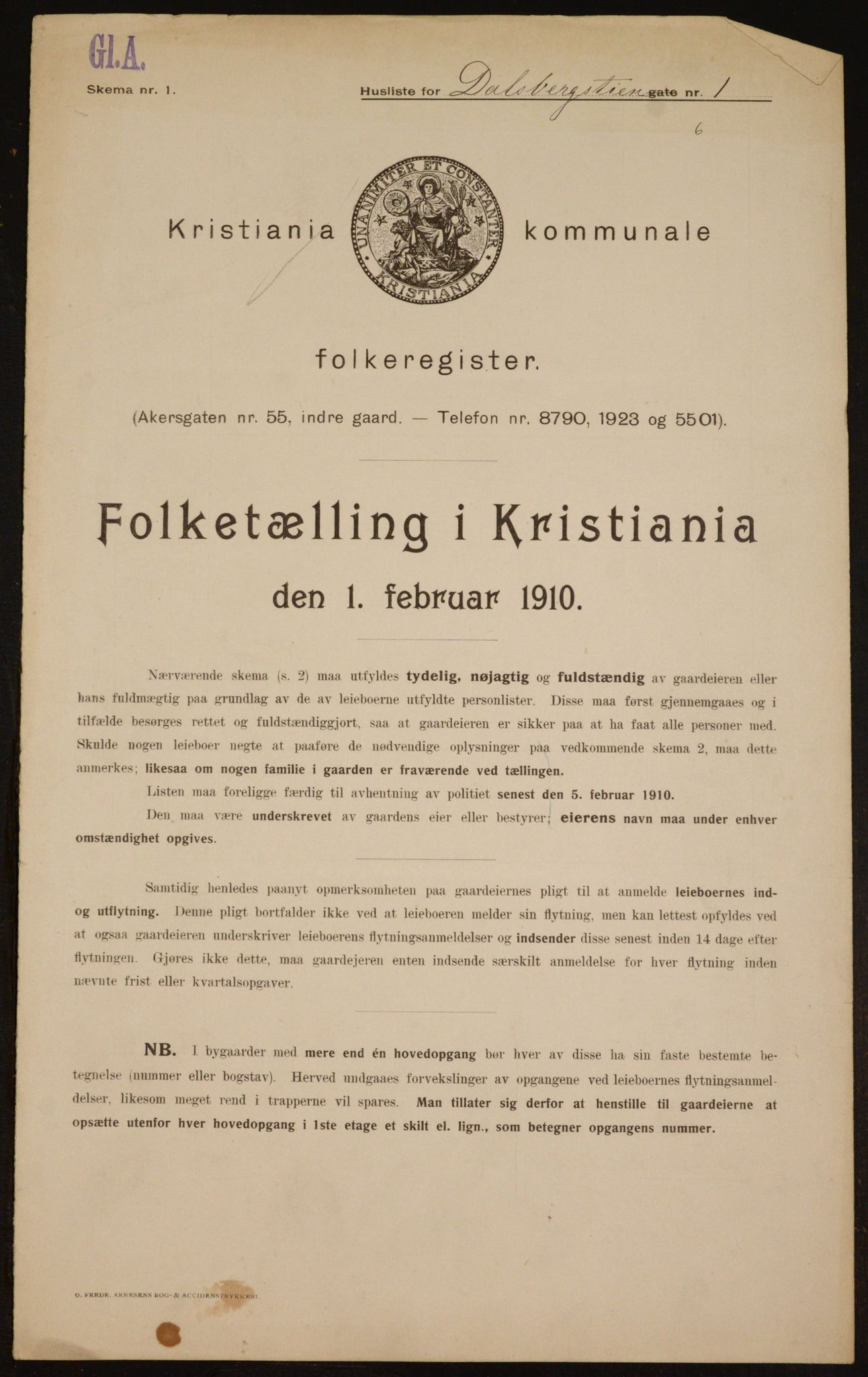 OBA, Municipal Census 1910 for Kristiania, 1910, p. 13430