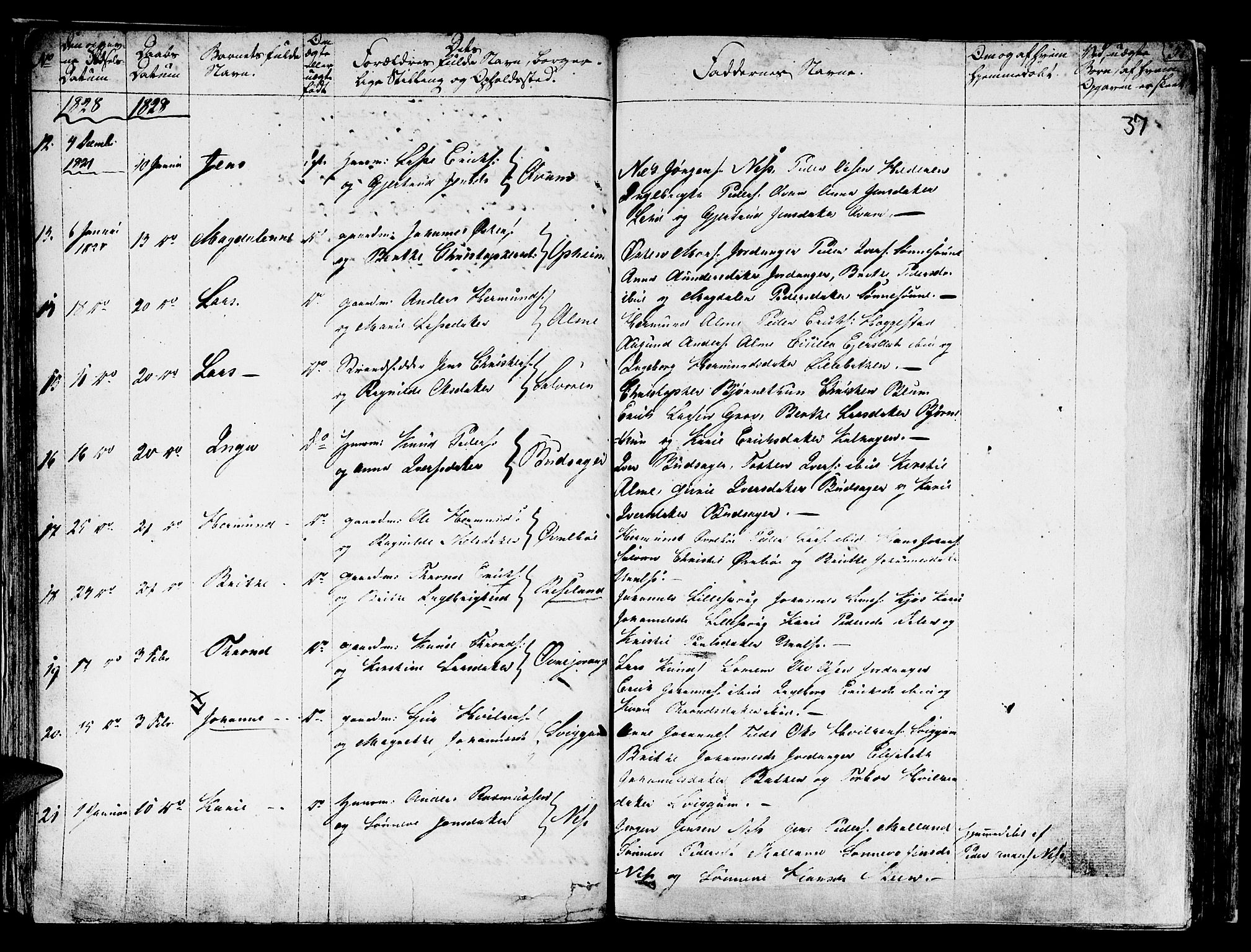 Hafslo sokneprestembete, AV/SAB-A-80301/H/Haa/Haaa/L0004: Parish register (official) no. A 4, 1821-1834, p. 37