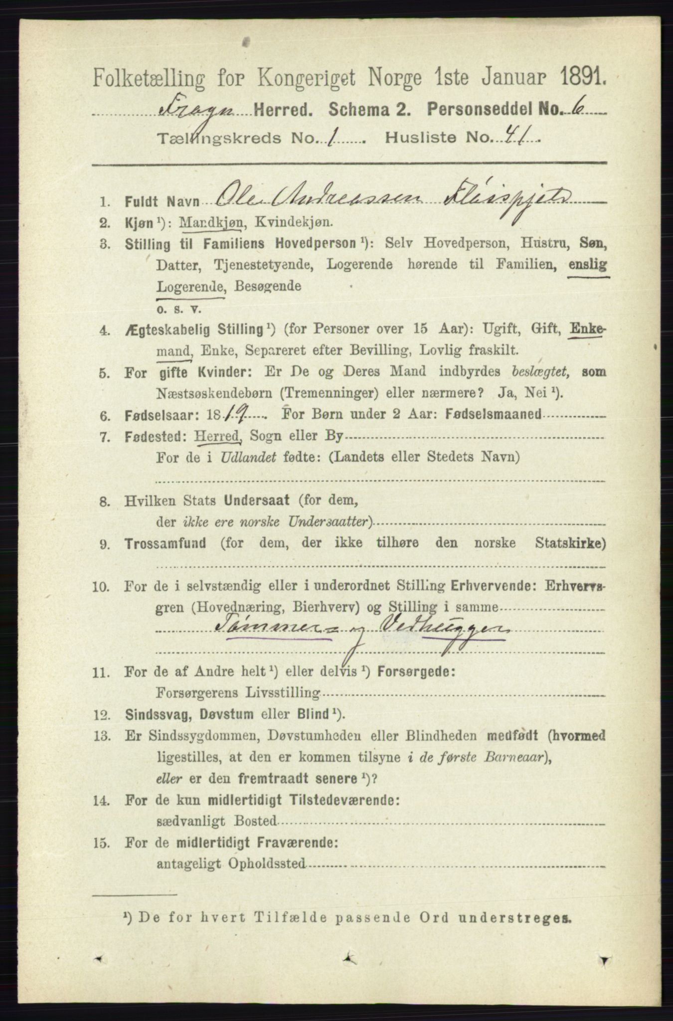 RA, 1891 census for 0215 Frogn, 1891, p. 655