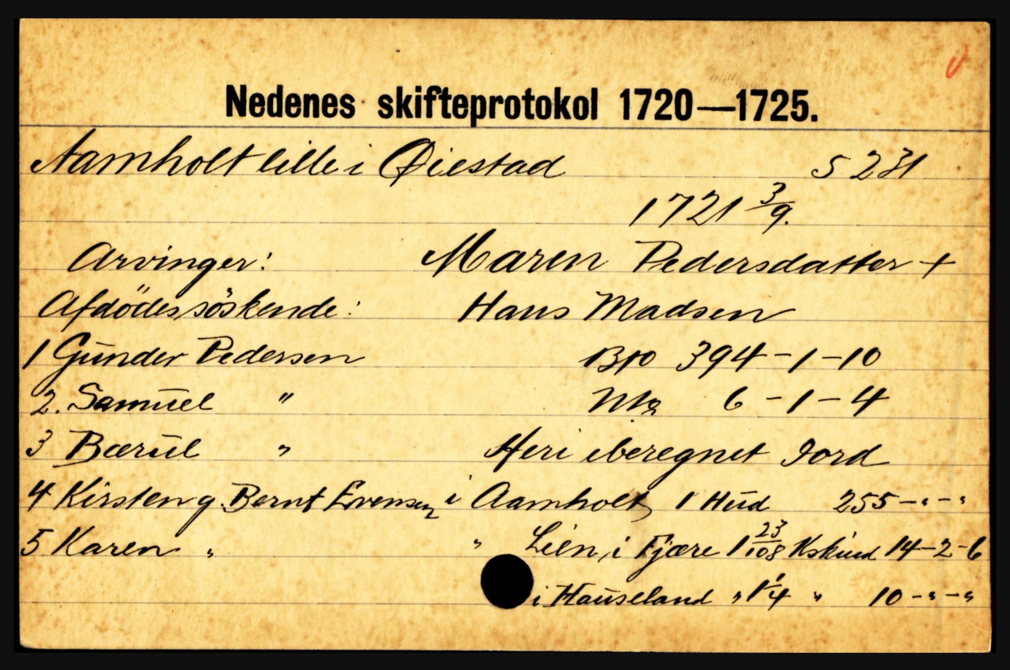 Nedenes sorenskriveri før 1824, AV/SAK-1221-0007/H, p. 34917