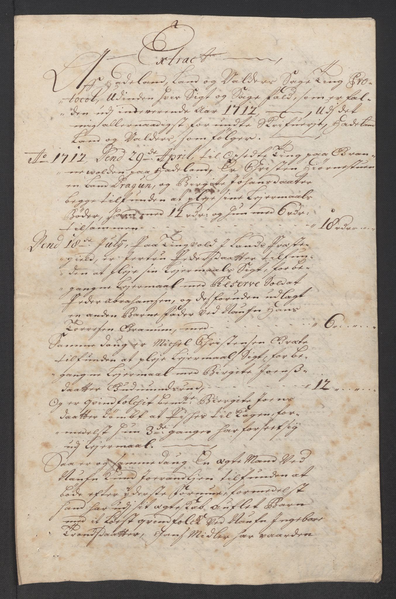 Rentekammeret inntil 1814, Reviderte regnskaper, Fogderegnskap, RA/EA-4092/R18/L1309: Fogderegnskap Hadeland, Toten og Valdres, 1712, p. 274