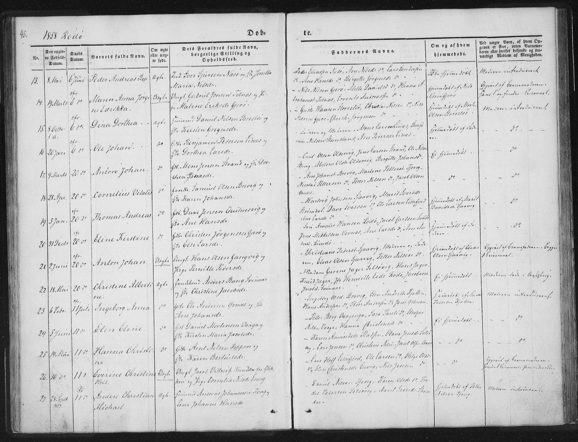 Ministerialprotokoller, klokkerbøker og fødselsregistre - Nordland, AV/SAT-A-1459/841/L0602: Parish register (official) no. 841A08 /1, 1845-1859, p. 46