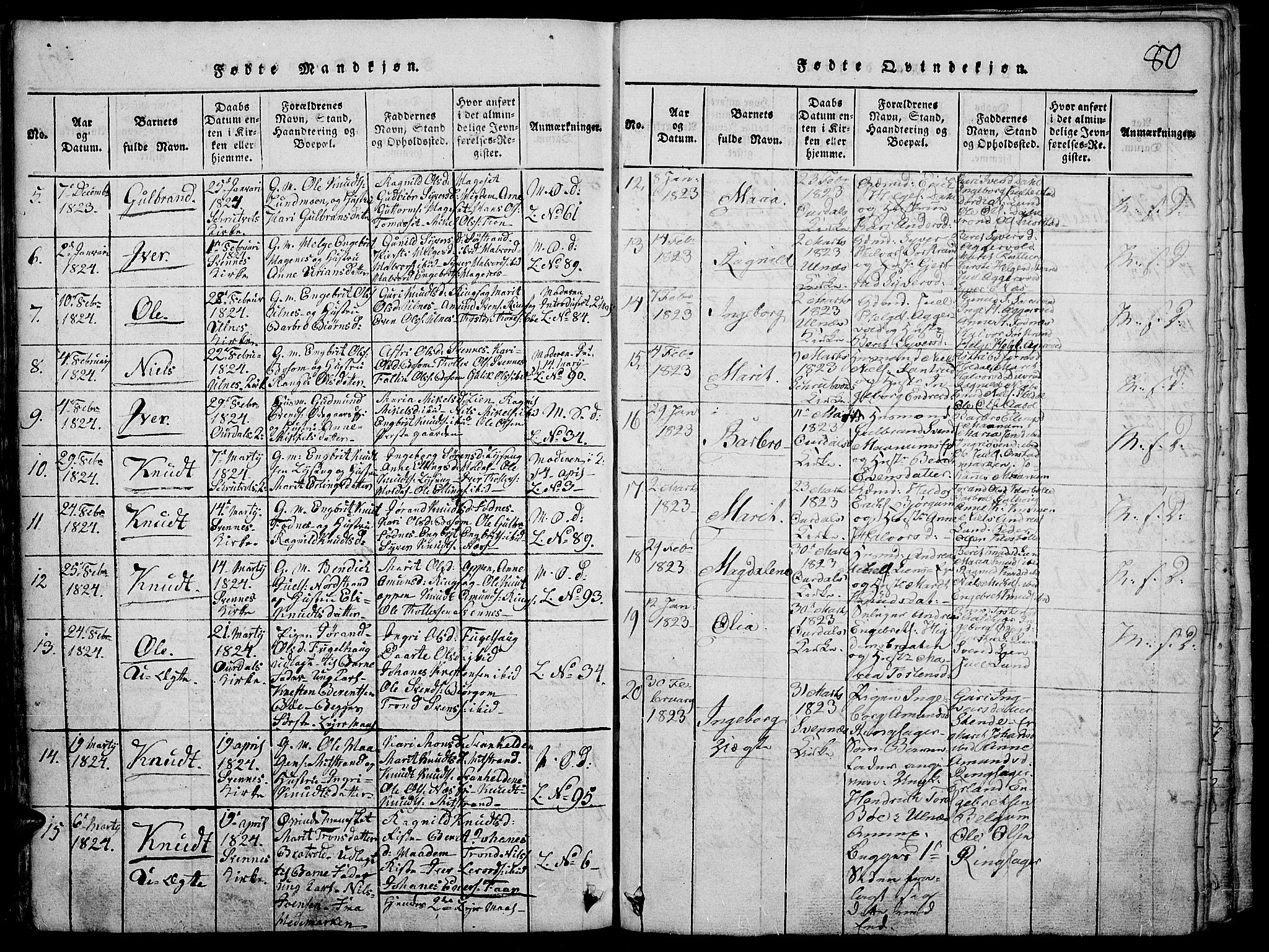 Nord-Aurdal prestekontor, SAH/PREST-132/H/Ha/Haa/L0002: Parish register (official) no. 2, 1816-1828, p. 80