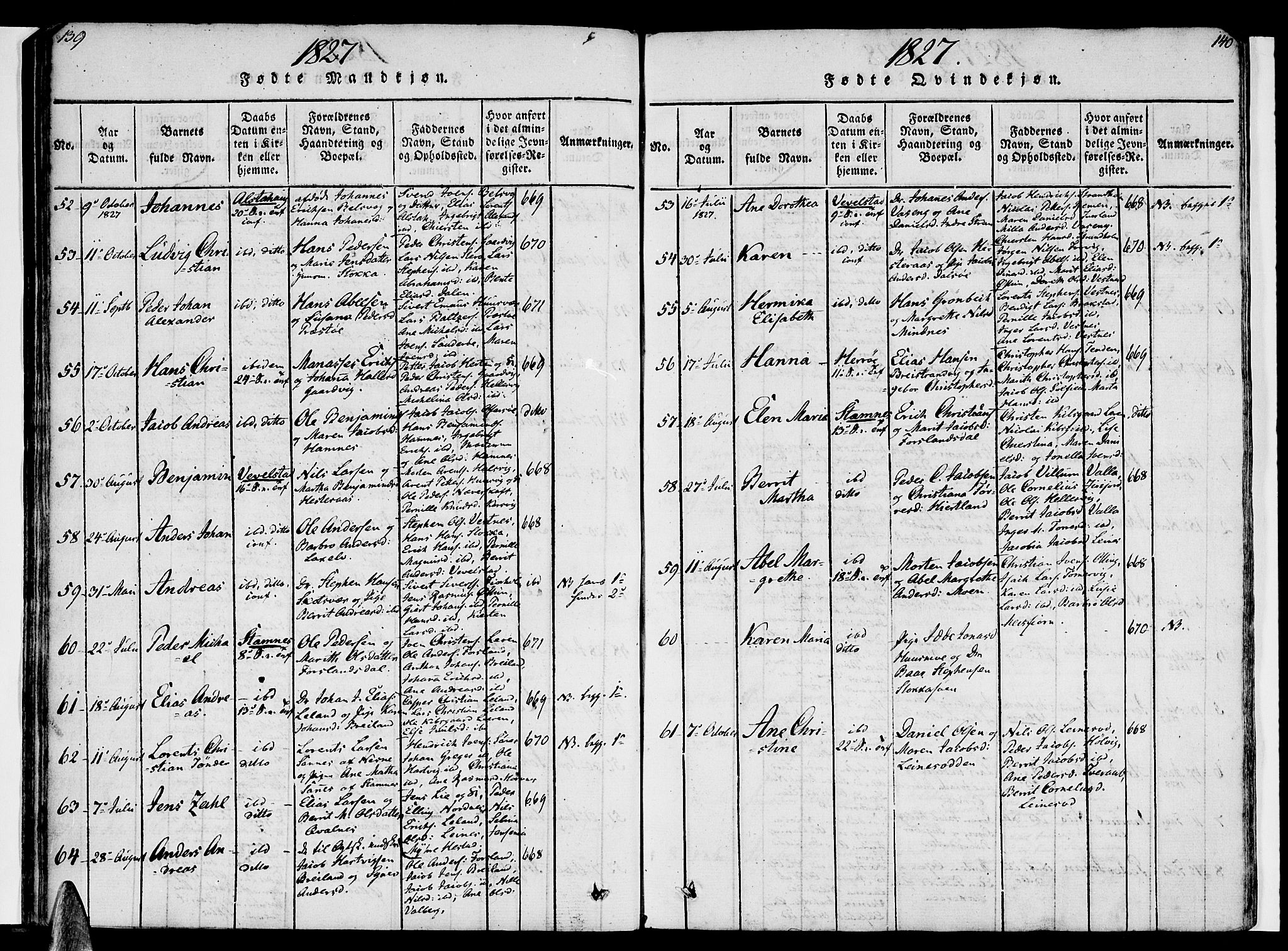 Ministerialprotokoller, klokkerbøker og fødselsregistre - Nordland, SAT/A-1459/830/L0445: Parish register (official) no. 830A09, 1820-1830, p. 139-140