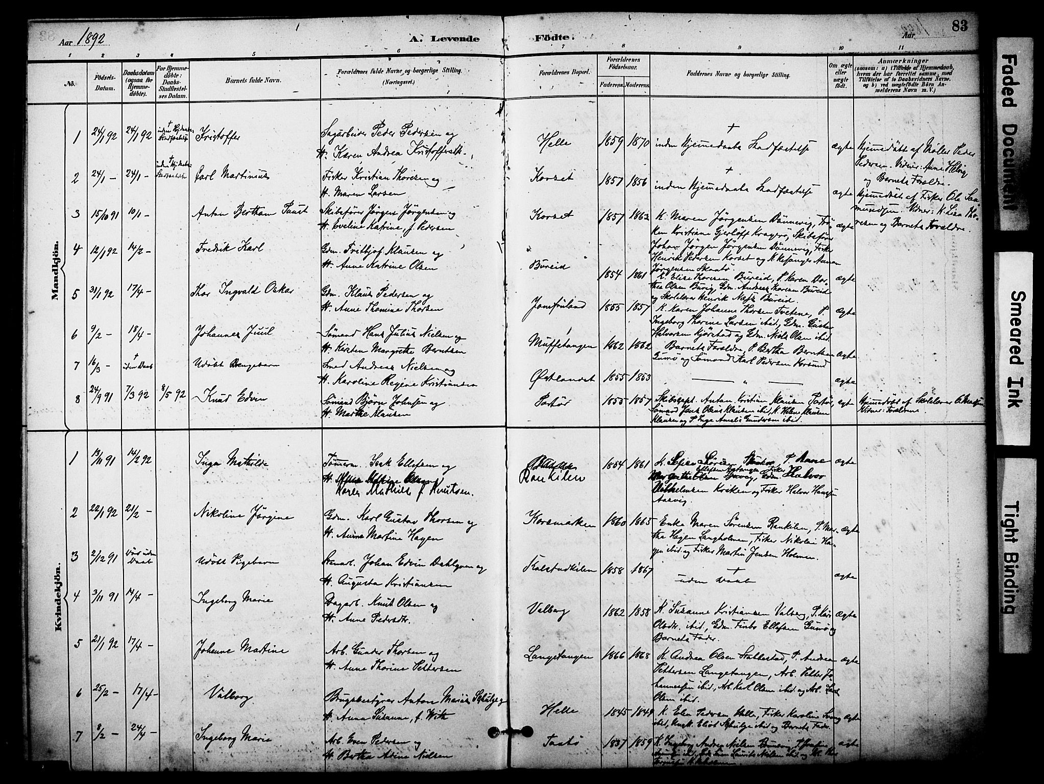 Skåtøy kirkebøker, SAKO/A-304/F/Fa/L0002: Parish register (official) no. I 2, 1884-1899, p. 83