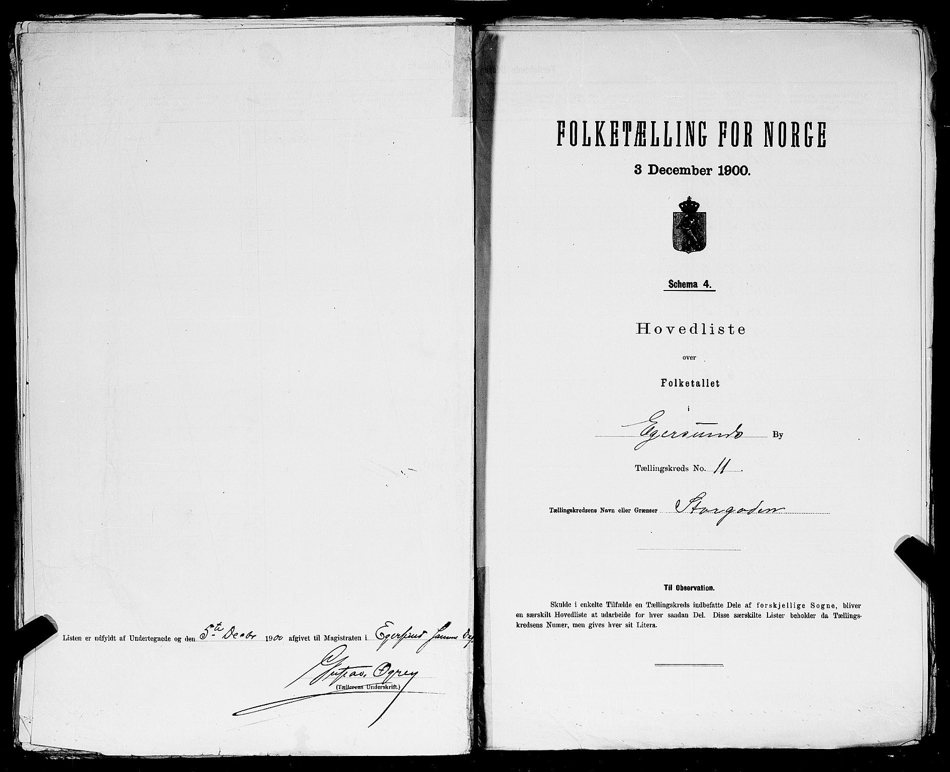 SAST, 1900 census for Egersund, 1900, p. 43