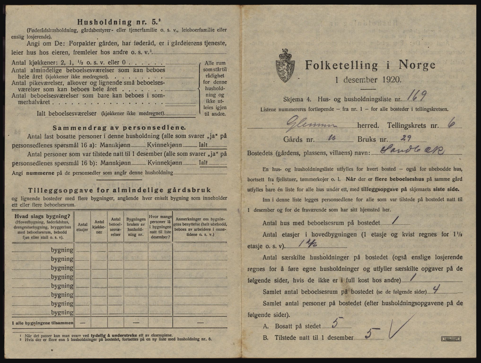 SAO, 1920 census for Glemmen, 1920, p. 2495