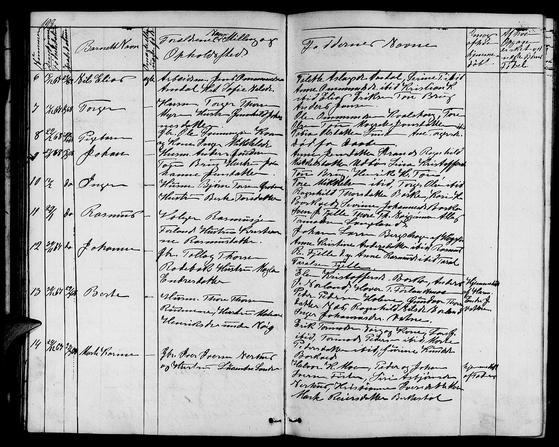 Strand sokneprestkontor, SAST/A-101828/H/Ha/Hab/L0003: Parish register (copy) no. B 3, 1855-1881, p. 198