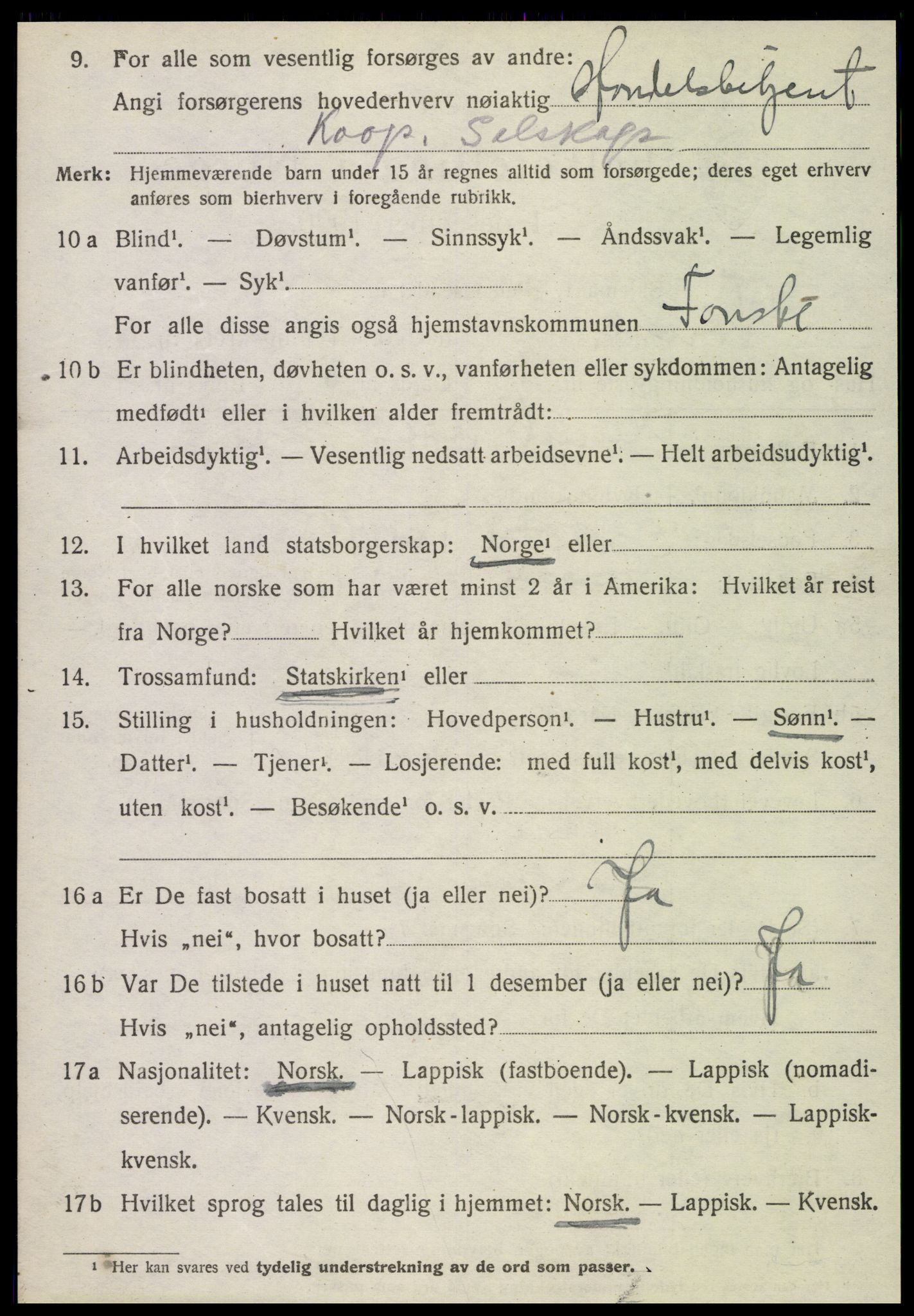 SAT, 1920 census for Fauske, 1920, p. 7791