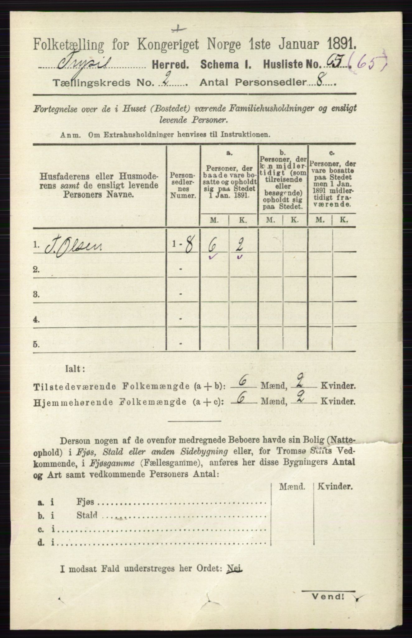 RA, 1891 census for 0428 Trysil, 1891, p. 719