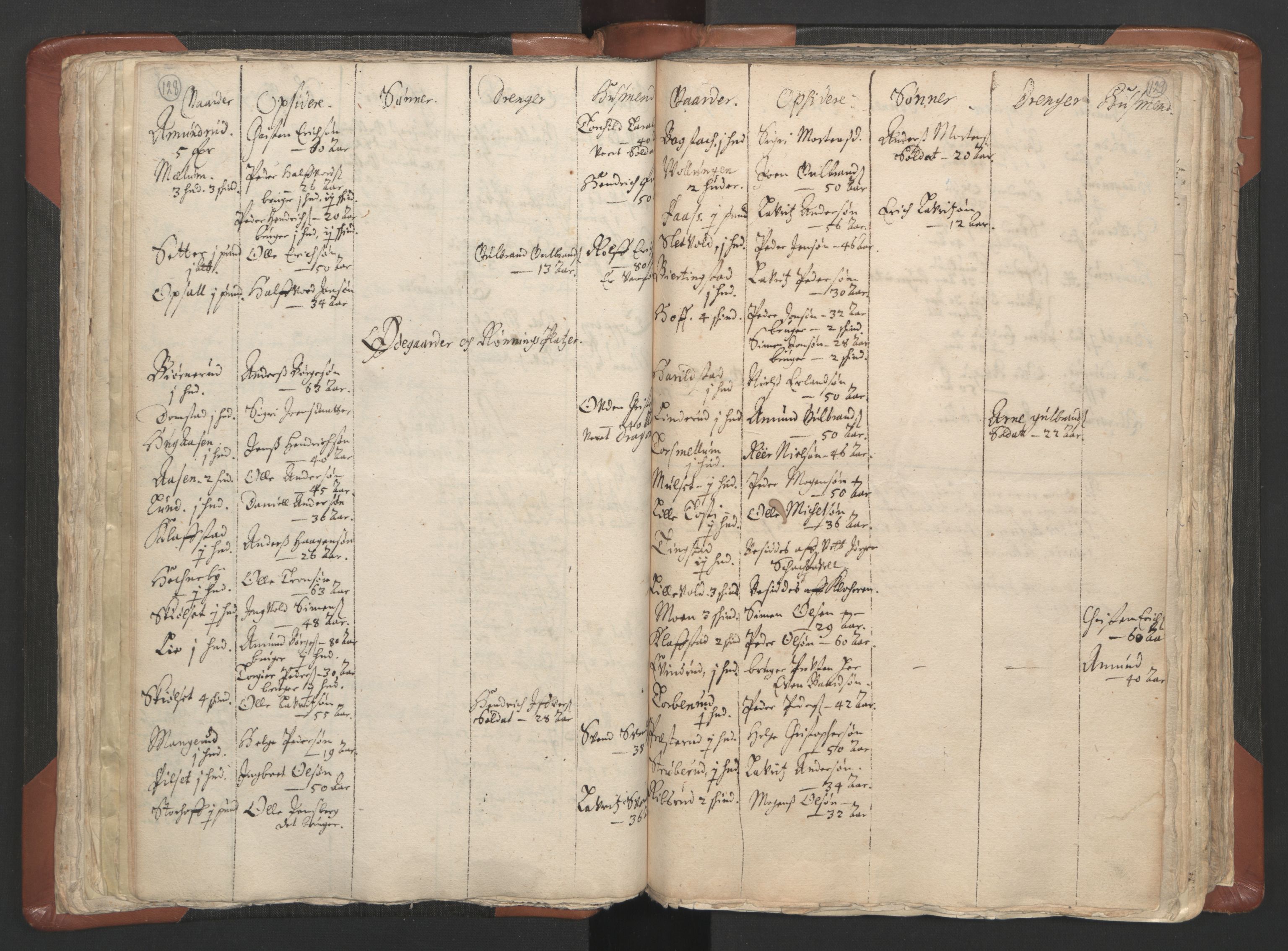 RA, Vicar's Census 1664-1666, no. 5: Hedmark deanery, 1664-1666, p. 128-129