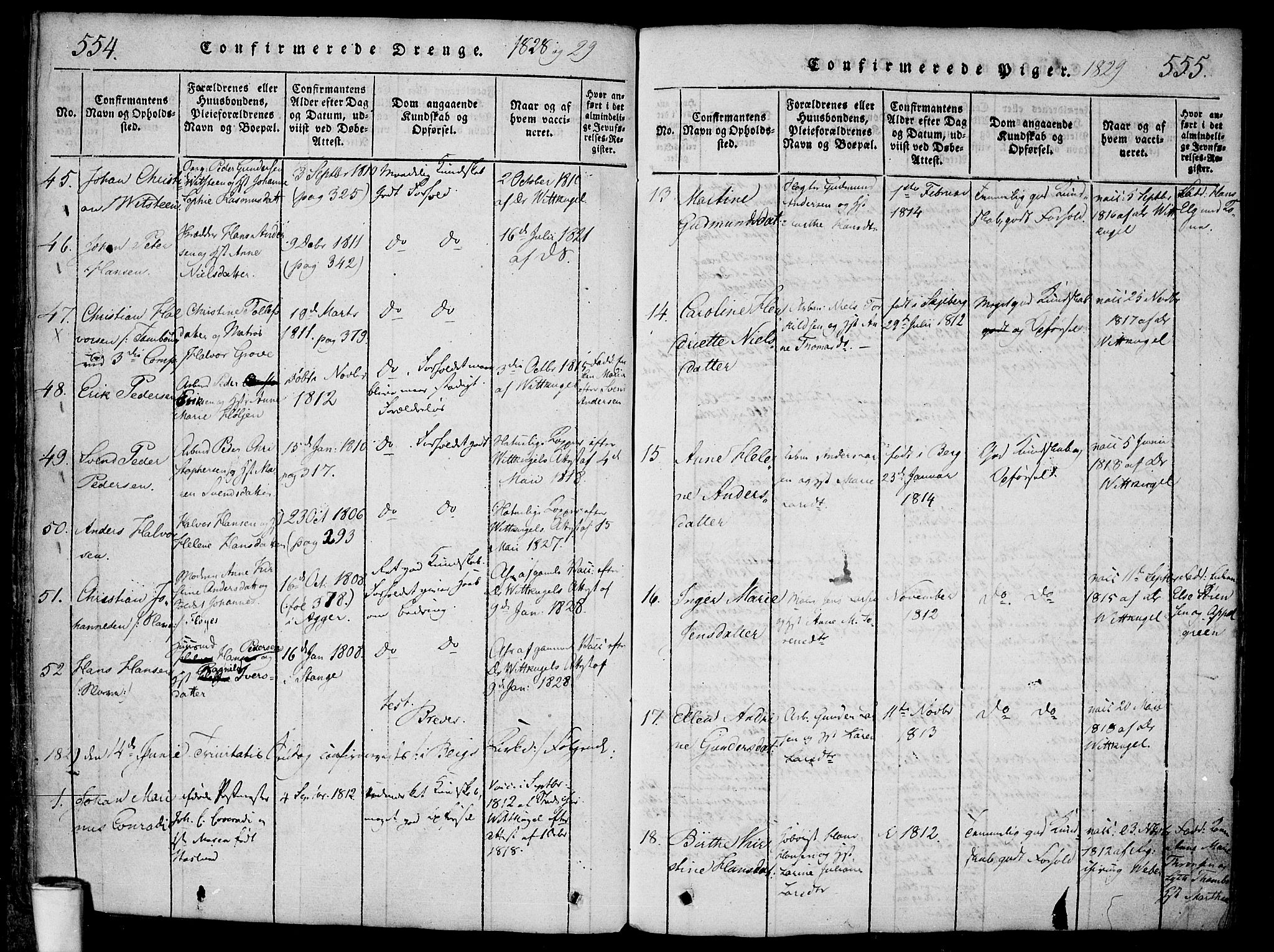 Halden prestekontor Kirkebøker, AV/SAO-A-10909/F/Fa/L0003: Parish register (official) no. I 3, 1815-1834, p. 554-555