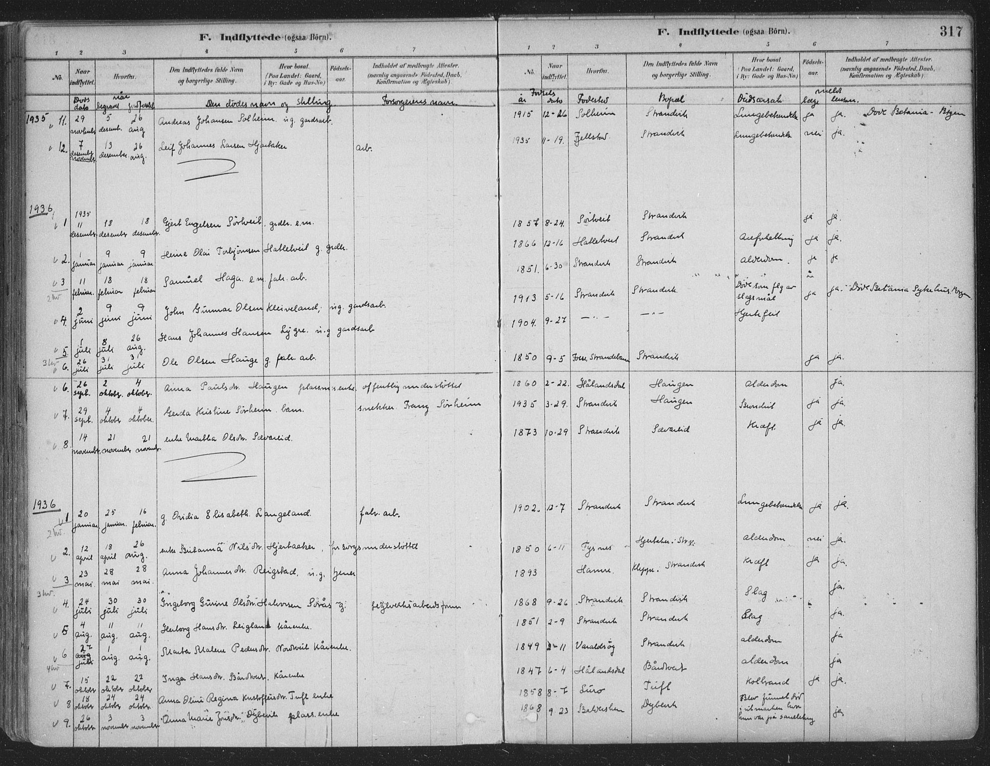 Fusa sokneprestembete, AV/SAB-A-75401/H/Haa: Parish register (official) no. D 1, 1880-1938, p. 317