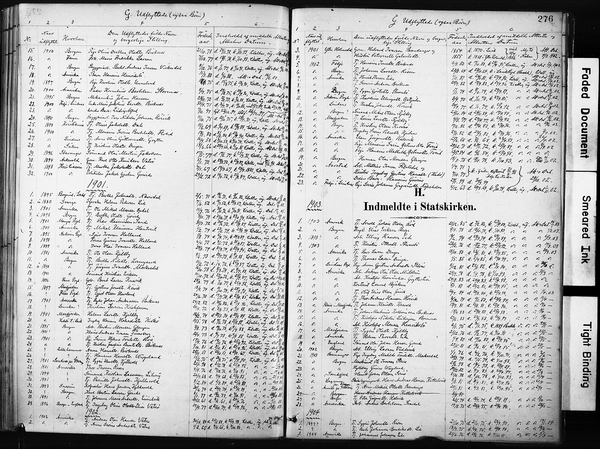 Gulen sokneprestembete, SAB/A-80201/H/Haa/Haab/L0001: Parish register (official) no. B 1, 1881-1905, p. 276