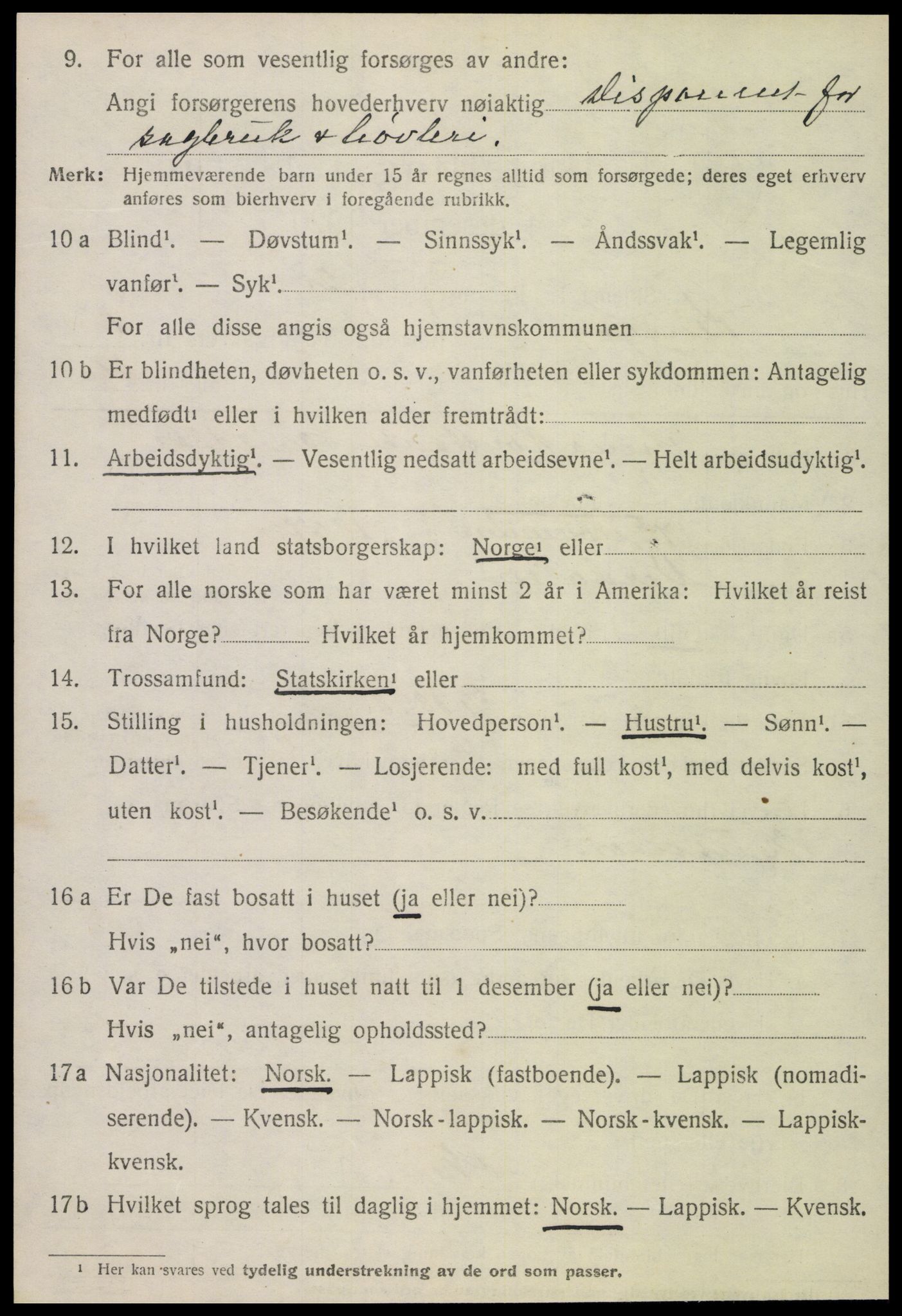 SAT, 1920 census for Klinga, 1920, p. 1390