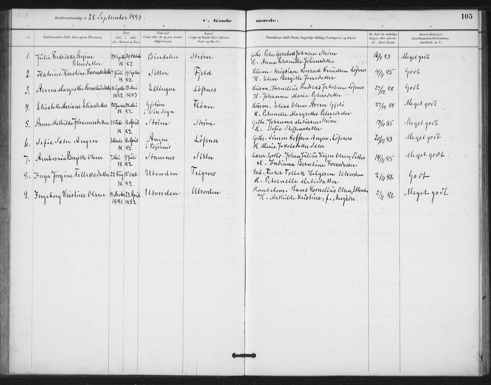 Ministerialprotokoller, klokkerbøker og fødselsregistre - Nord-Trøndelag, SAT/A-1458/772/L0603: Parish register (official) no. 772A01, 1885-1912, p. 105