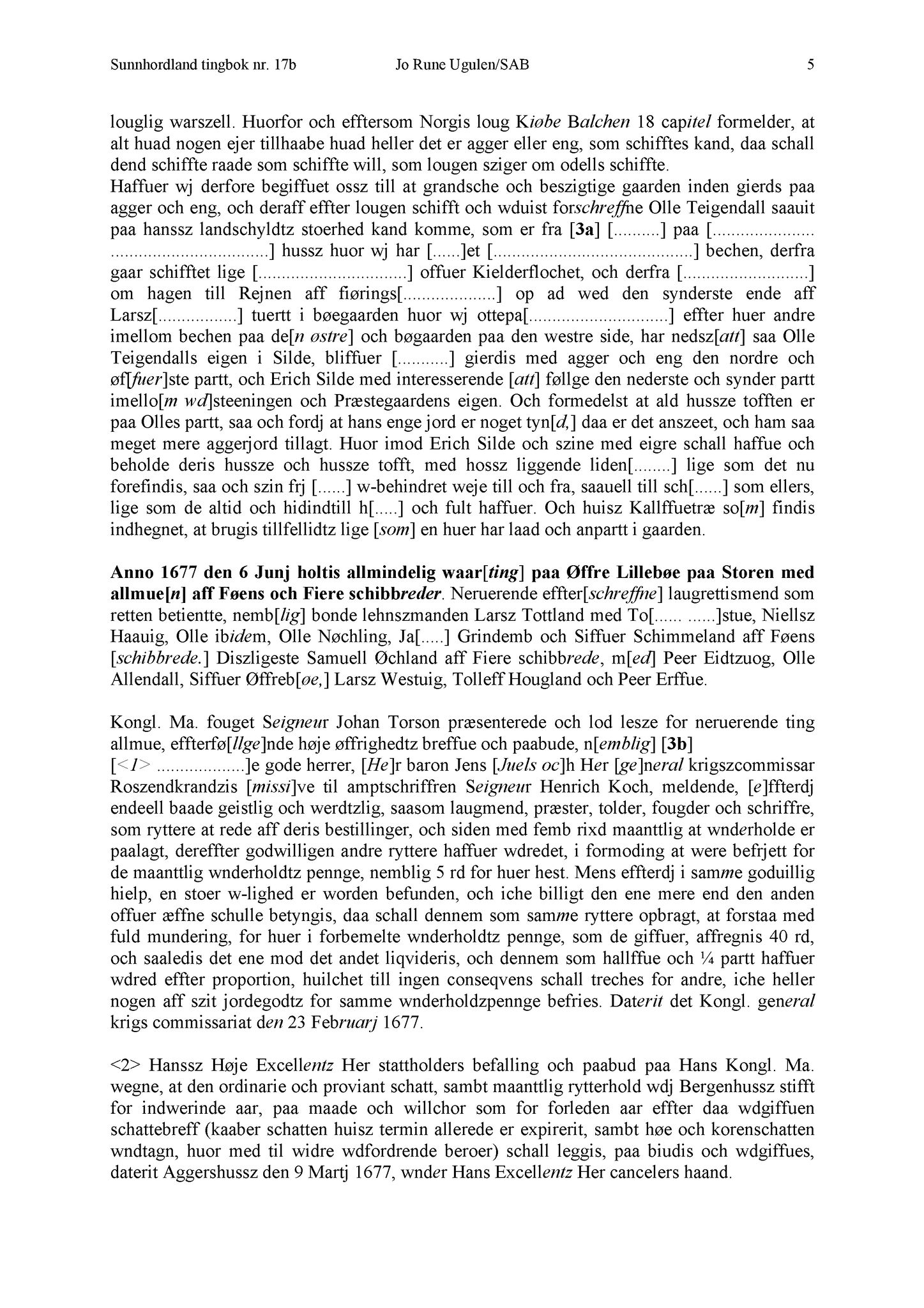 Samling av fulltekstavskrifter, SAB/FULLTEKST/A/12/0019: Sunnhordland sorenskriveri, tingbok nr. A 17b, 1677-1678