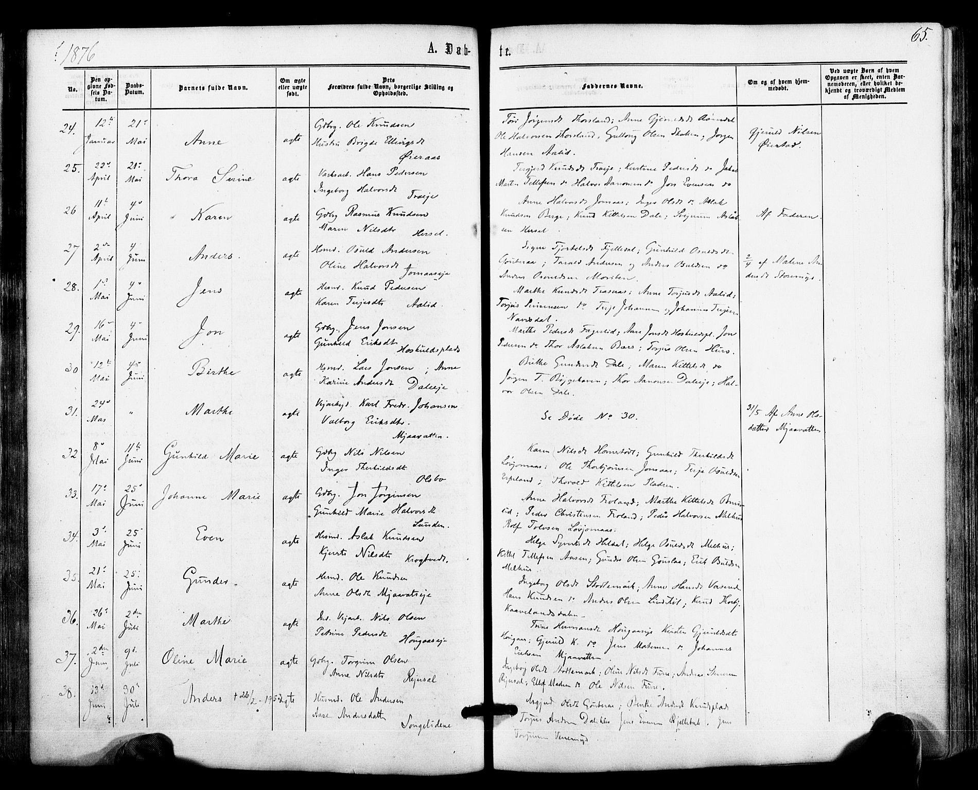 Froland sokneprestkontor, AV/SAK-1111-0013/F/Fa/L0003: Parish register (official) no. A 3, 1864-1881, p. 65