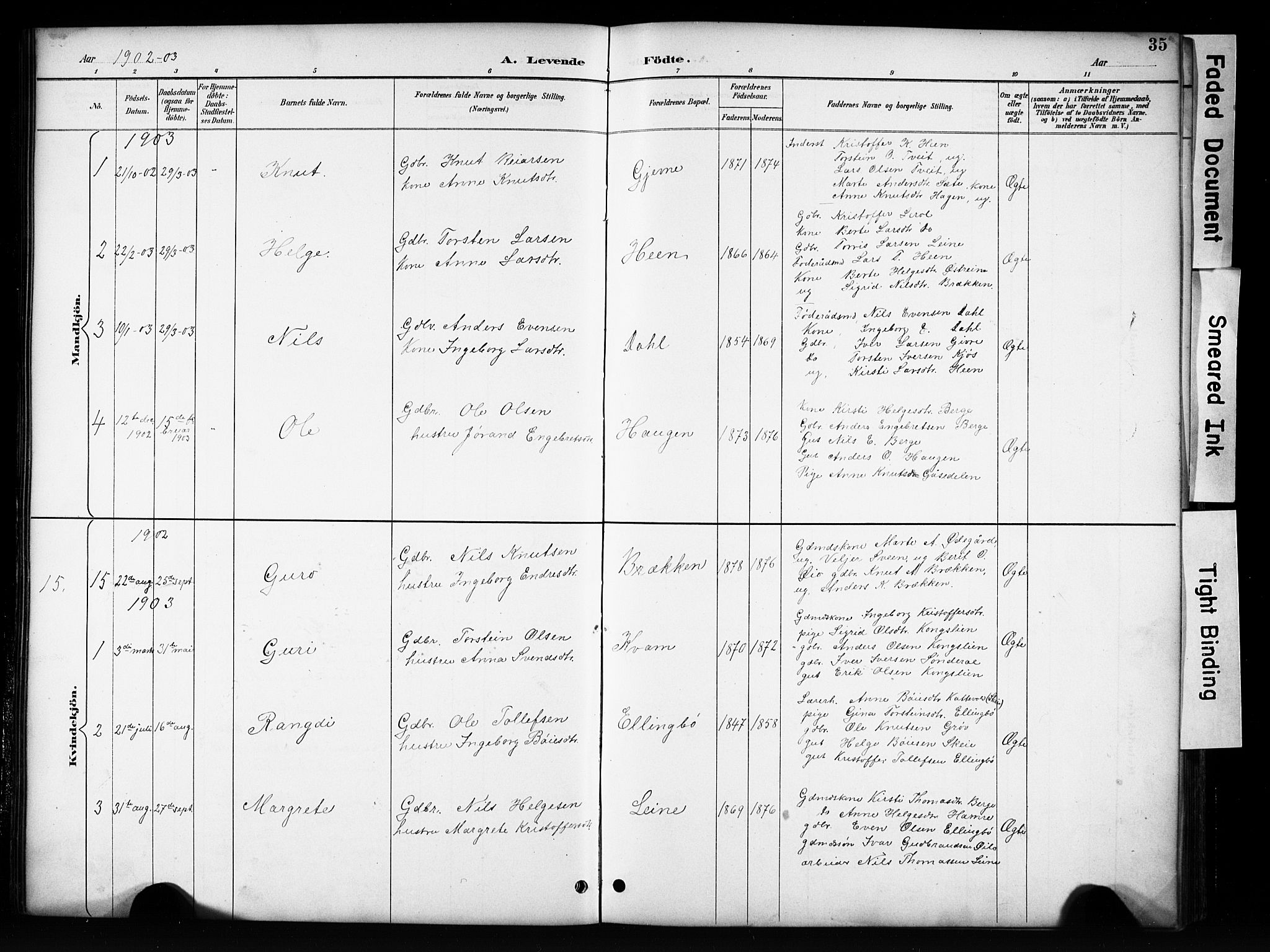 Vang prestekontor, Valdres, SAH/PREST-140/H/Hb/L0006: Parish register (copy) no. 6, 1893-1918, p. 35