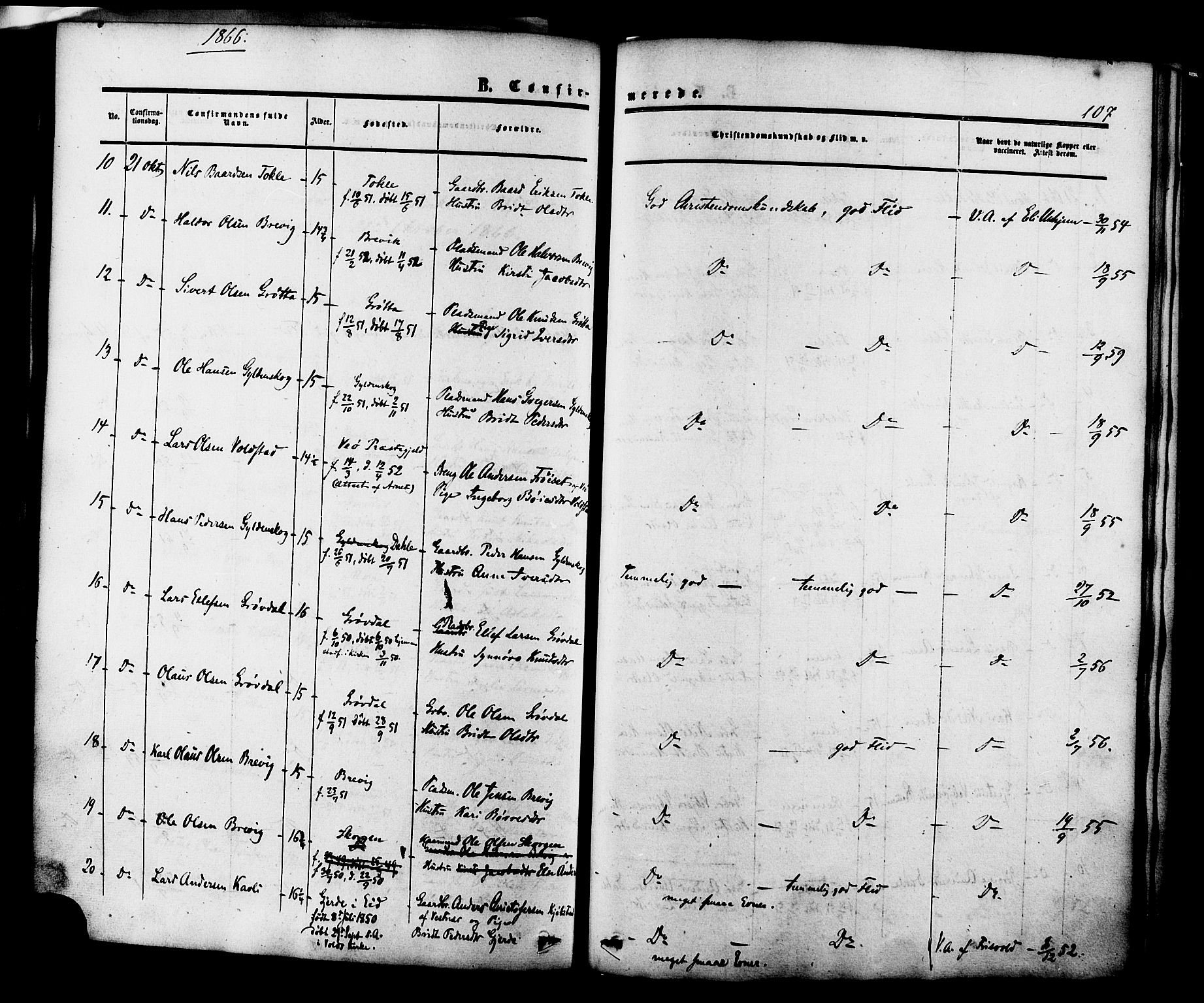 Ministerialprotokoller, klokkerbøker og fødselsregistre - Møre og Romsdal, AV/SAT-A-1454/545/L0586: Parish register (official) no. 545A02, 1854-1877, p. 107