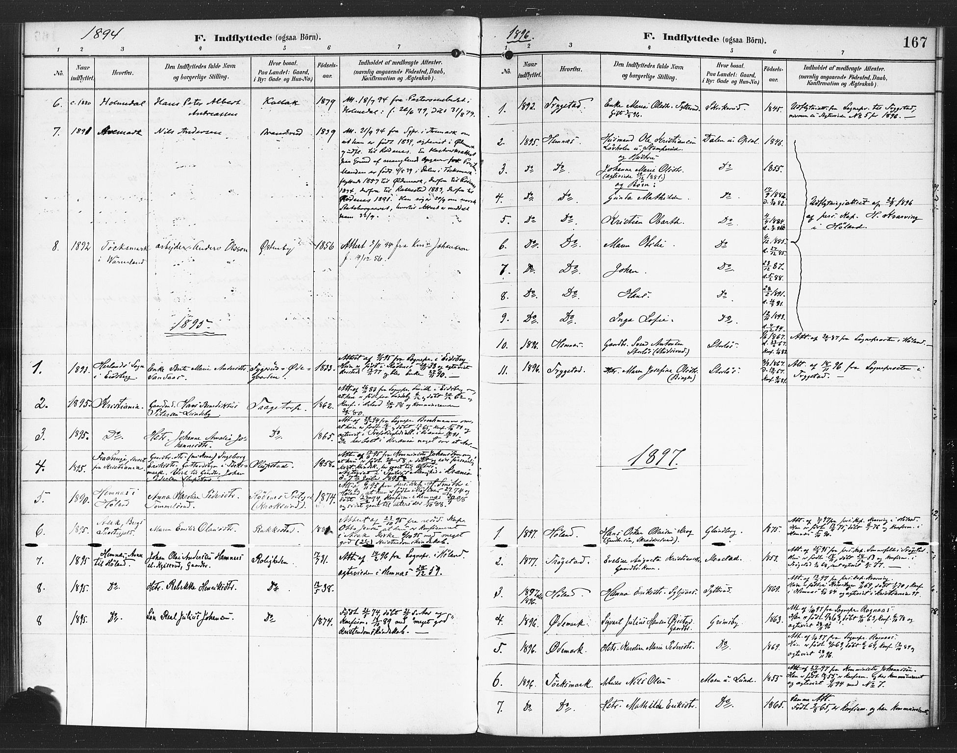 Rødenes prestekontor Kirkebøker, AV/SAO-A-2005/F/Fa/L0010: Parish register (official) no. I 10, 1890-1900, p. 167