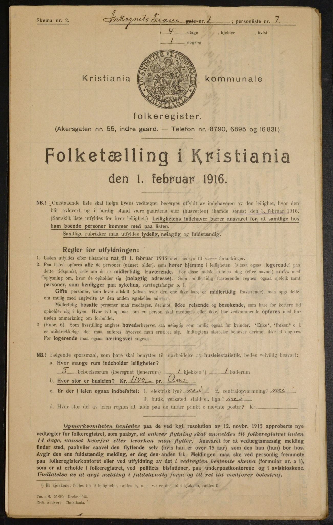 OBA, Municipal Census 1916 for Kristiania, 1916, p. 45312