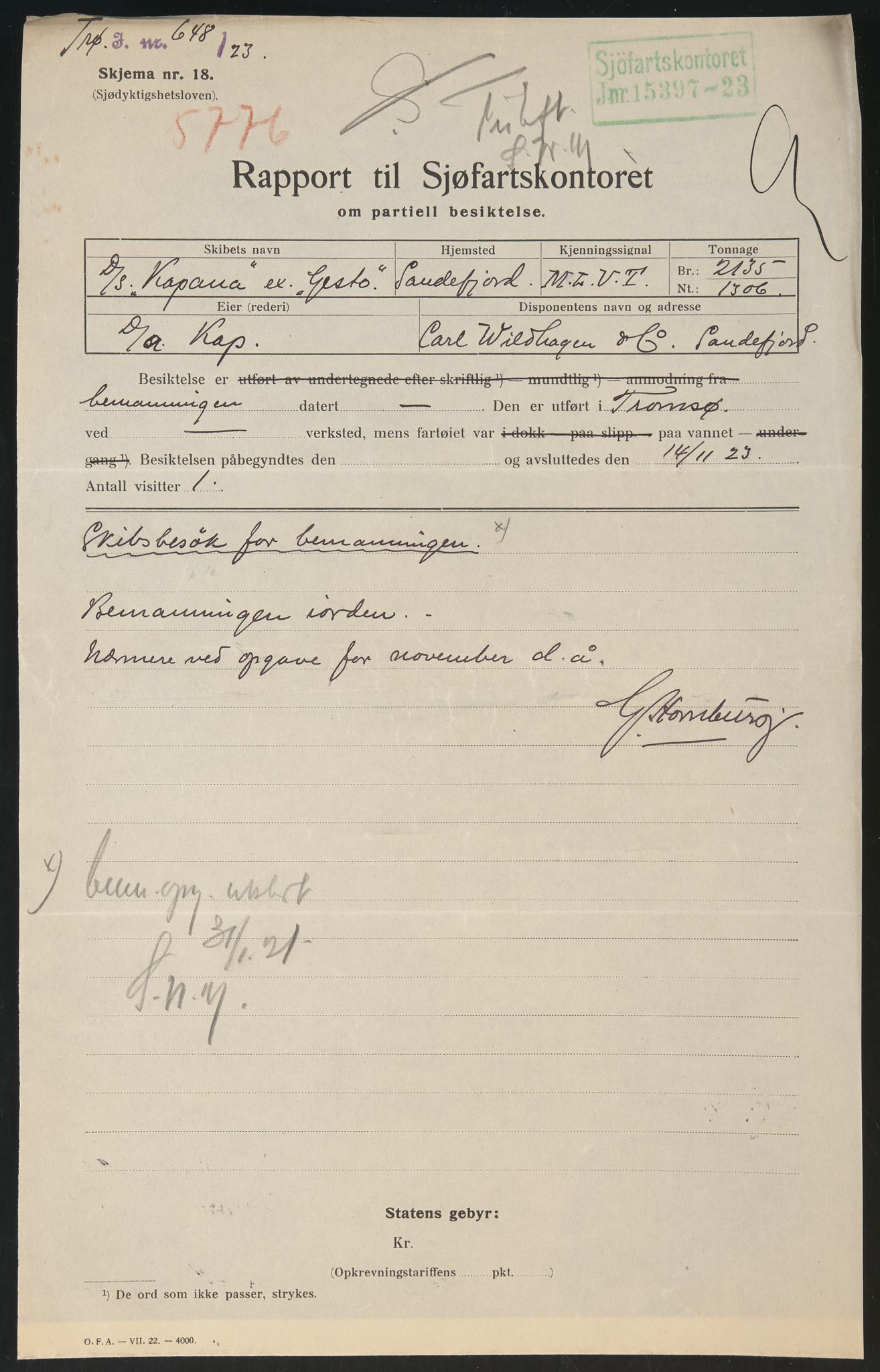 Sjøfartsdirektoratet med forløpere, skipsmapper slettede skip, AV/RA-S-4998/F/Fa/L0586: --, 1894-1935, p. 99