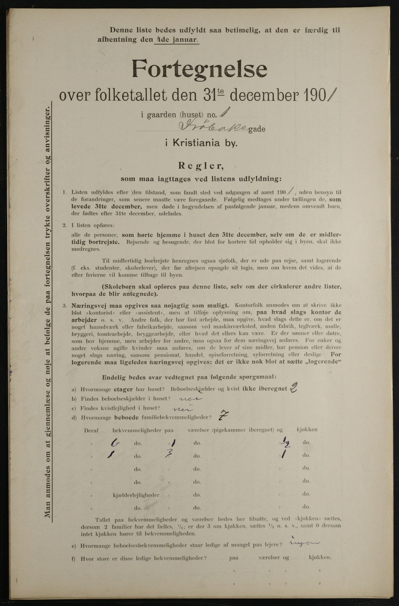 OBA, Municipal Census 1901 for Kristiania, 1901, p. 2829