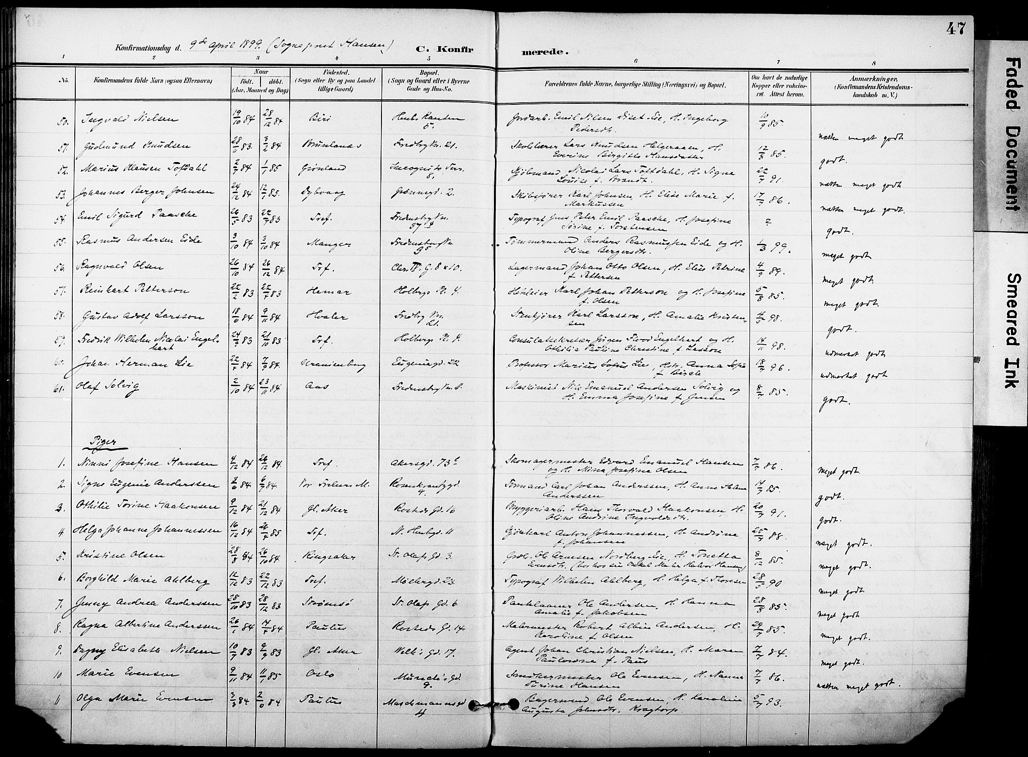 Trefoldighet prestekontor Kirkebøker, AV/SAO-A-10882/F/Fb/L0004: Parish register (official) no. II 4, 1896-1915, p. 47