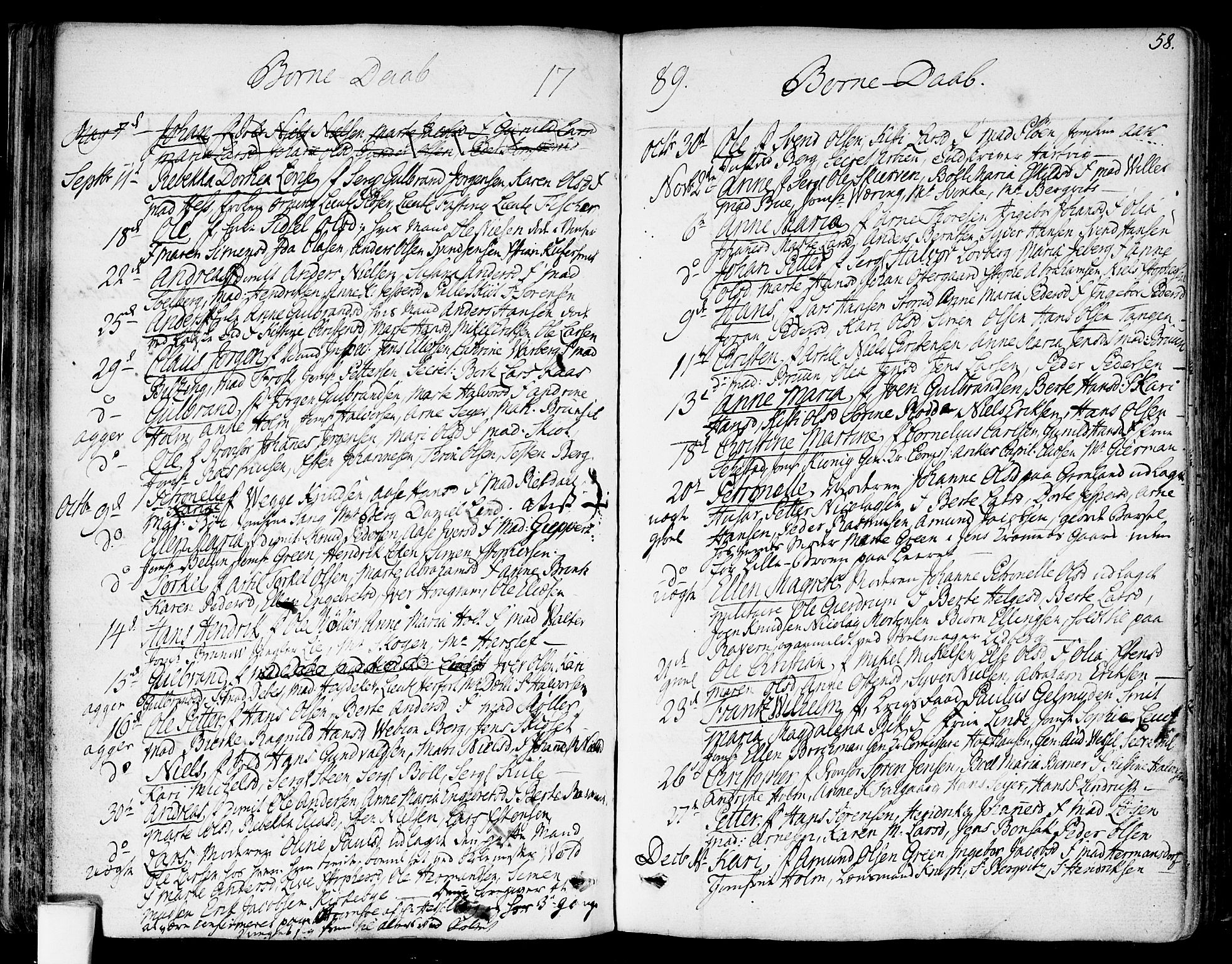 Garnisonsmenigheten Kirkebøker, AV/SAO-A-10846/F/Fa/L0003: Parish register (official) no. 3, 1777-1809, p. 58